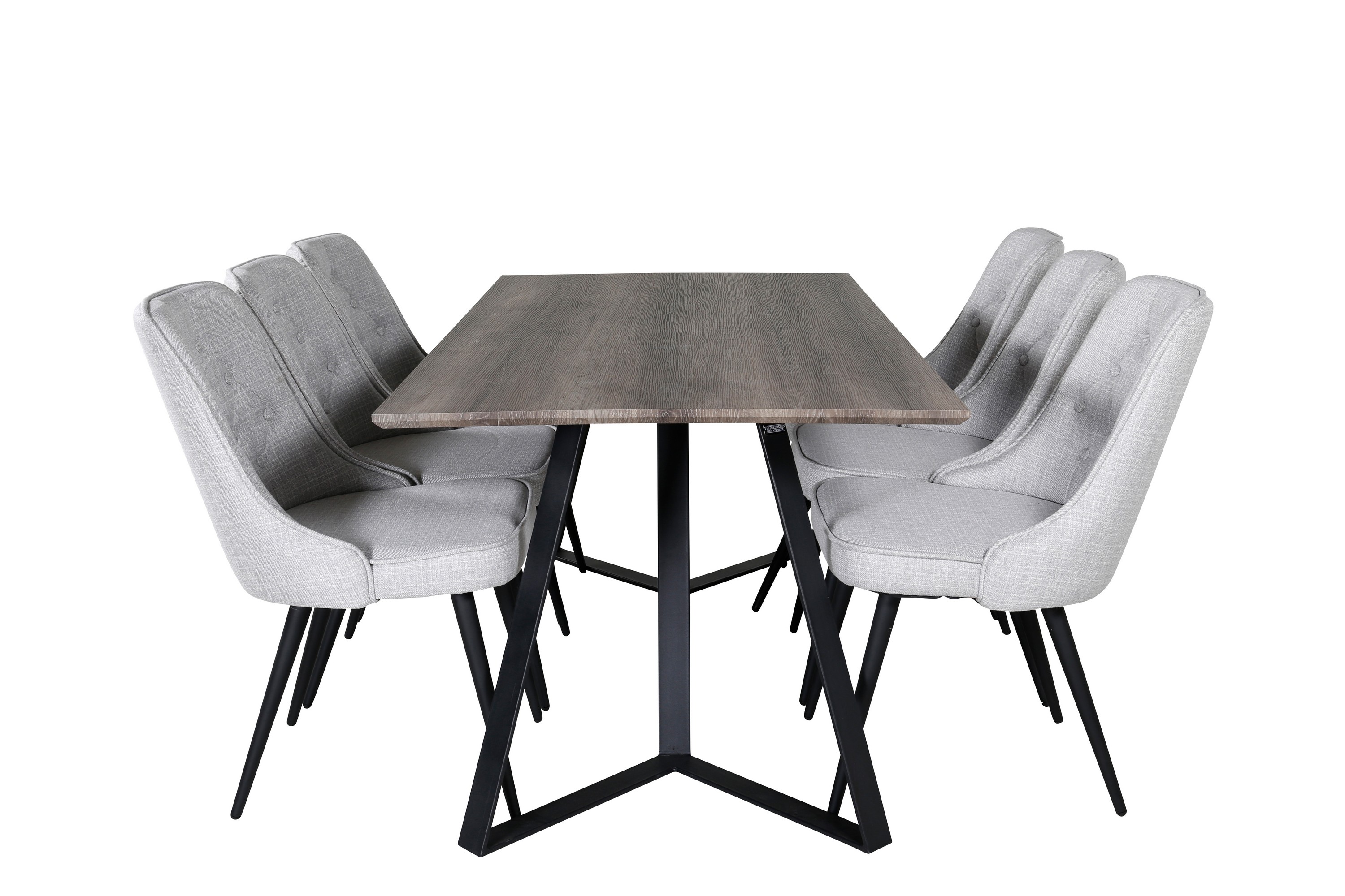 marina matgrupp 180 cm rektangulär med 6 velvet deluxe stolar - svart