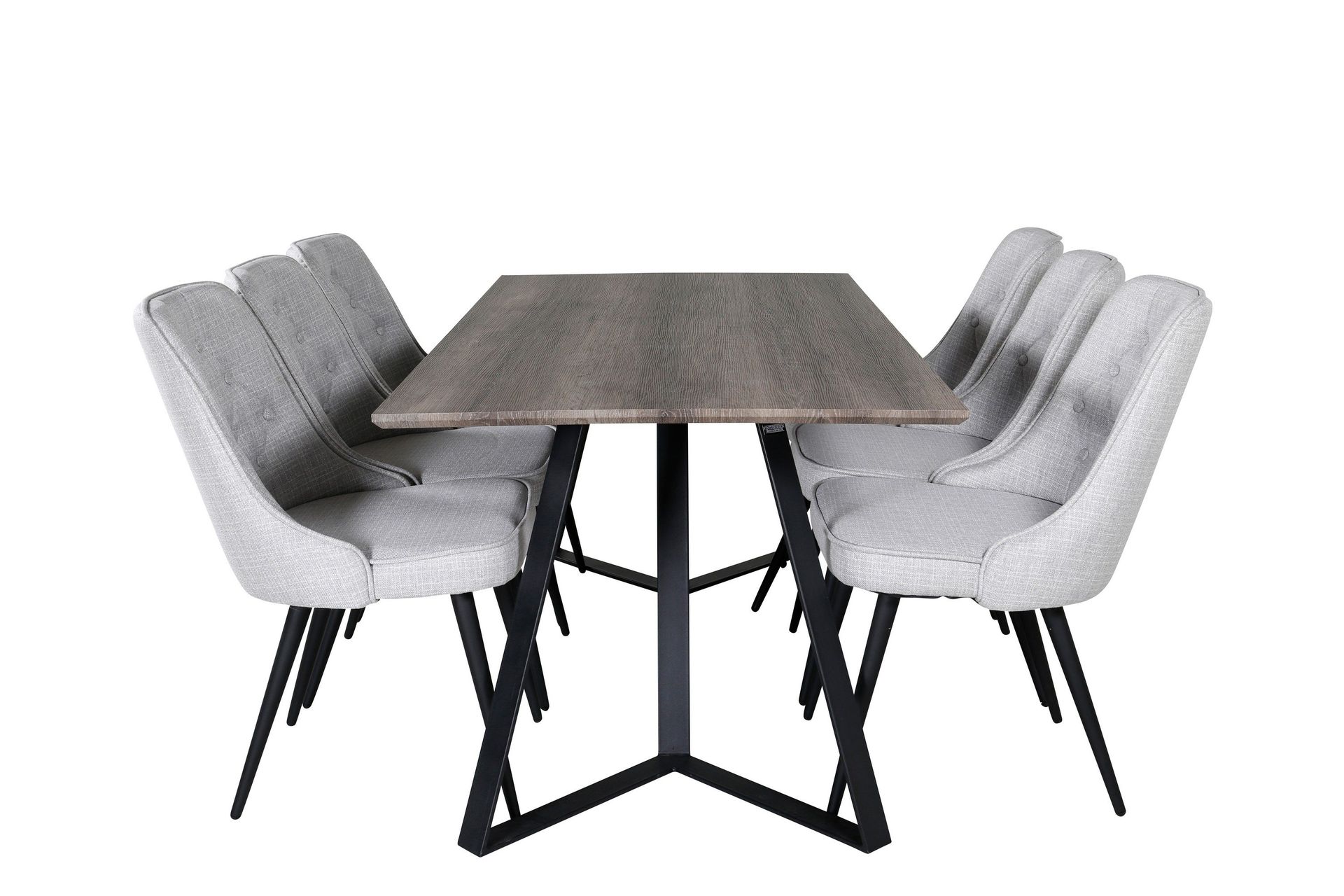 marina matgrupp 180 cm rektangulär med 6 velvet deluxe stolar - svart