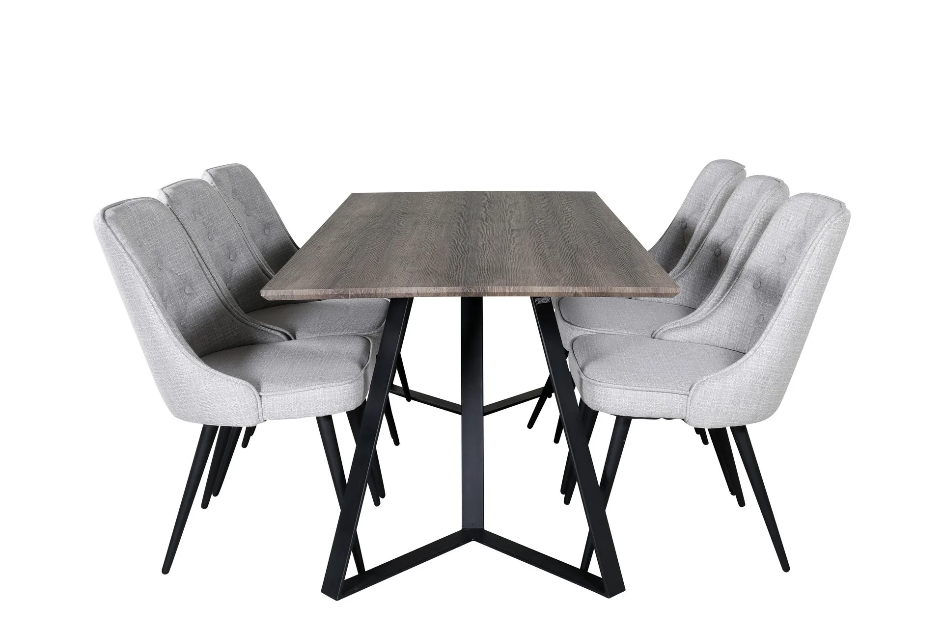 Marina Matgrupp 180 cm Rektangul&auml;r med 6 Velvet Deluxe stolar - Svart