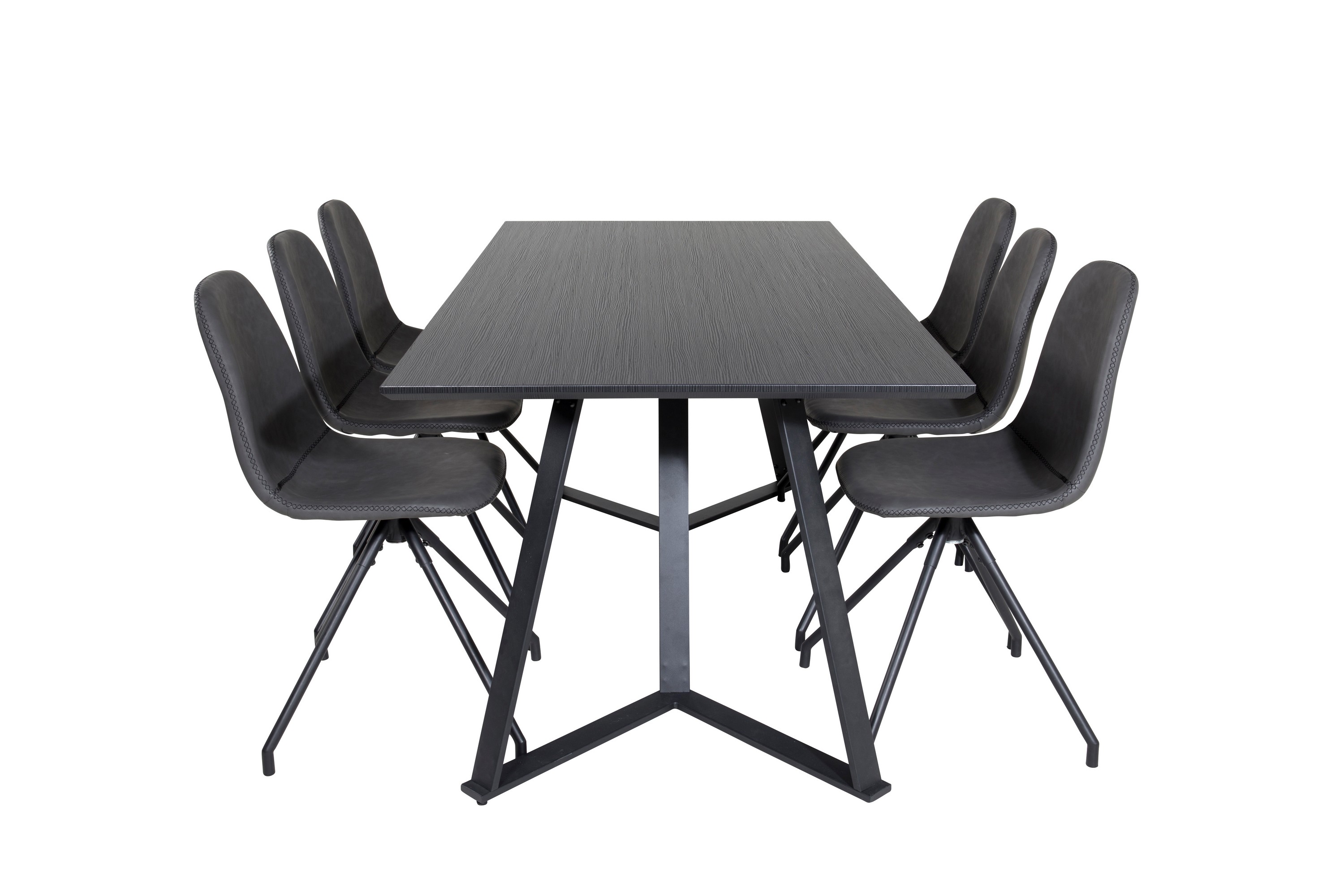 marina matgrupp 180 cm rektangulär med 6 polar stolar - svart