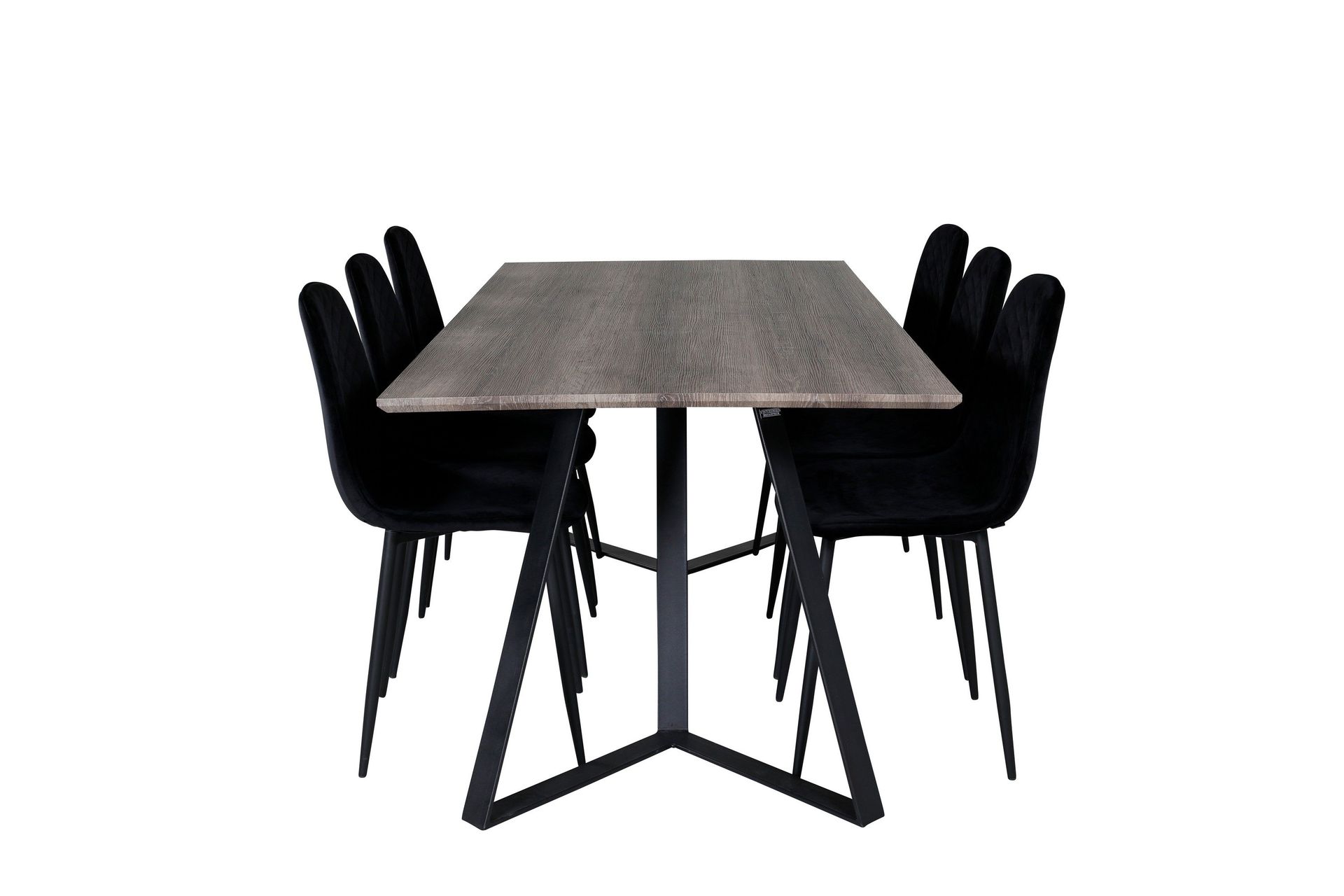 Marina Matgrupp 180 cm Rektangul&auml;r med 6 Polar stolar - Svart