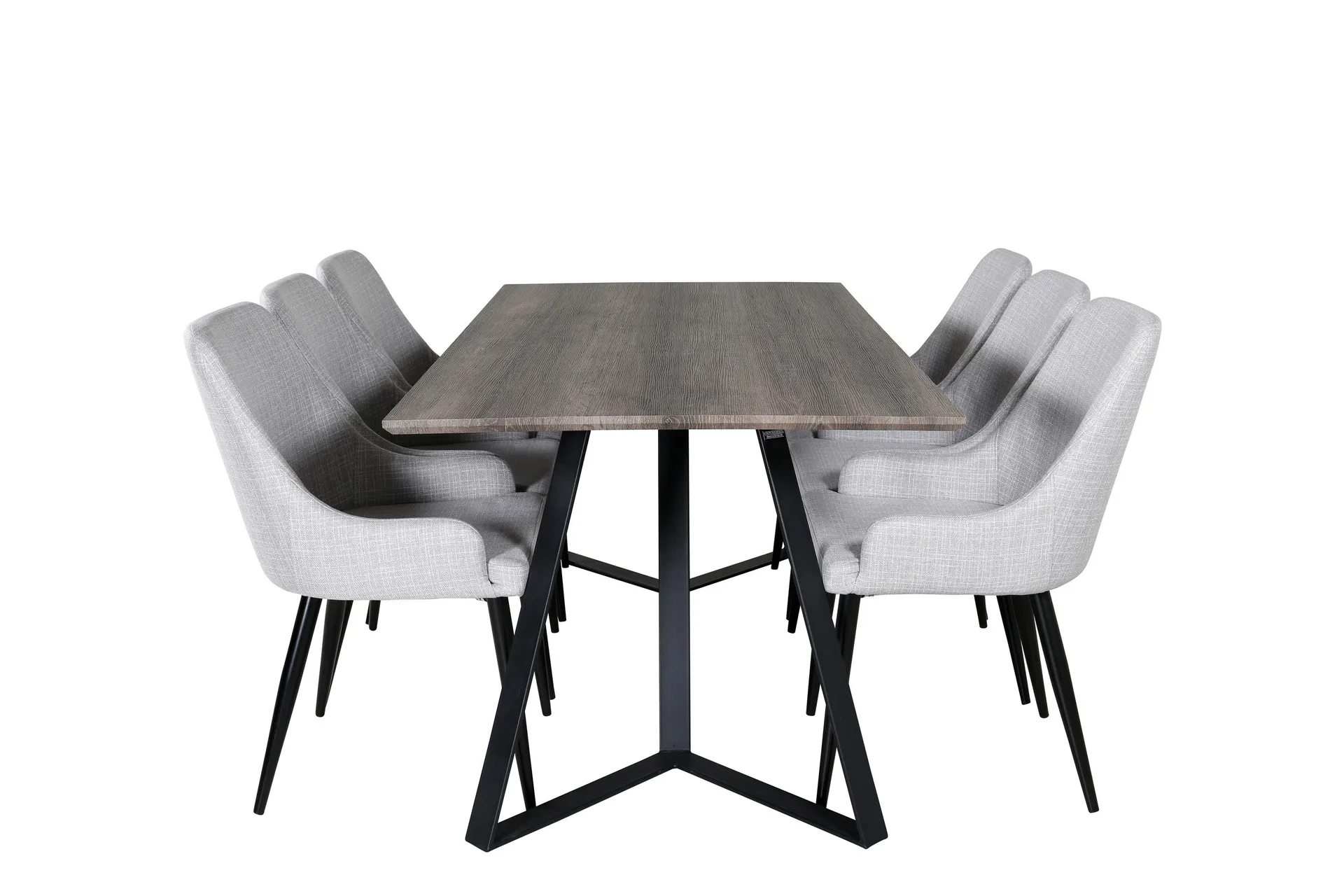 Marina Matgrupp 180 cm Rektangul&auml;r med 6 Plaza stolar - Svart