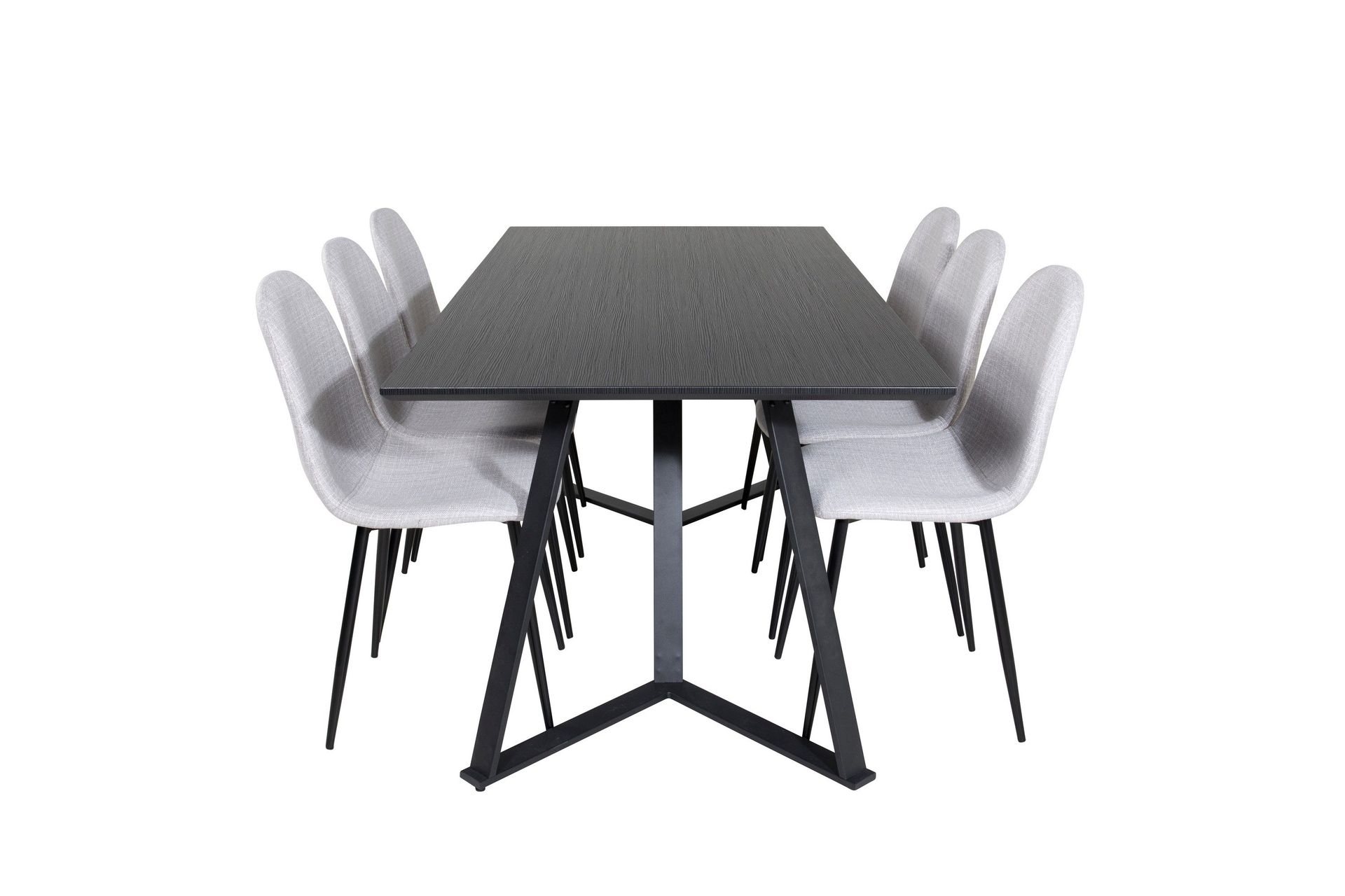 marina matgrupp 180 cm rektangulär med 6 polar stolar - svart