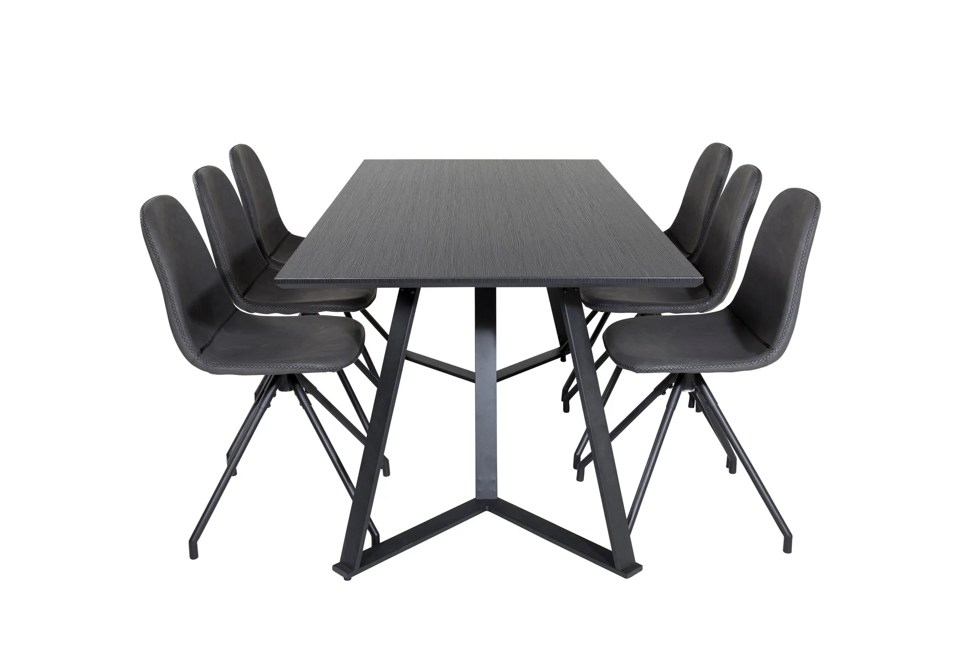 Marina Matgrupp 180 cm Rektangul&auml;r med 6 Polar stolar - Svart