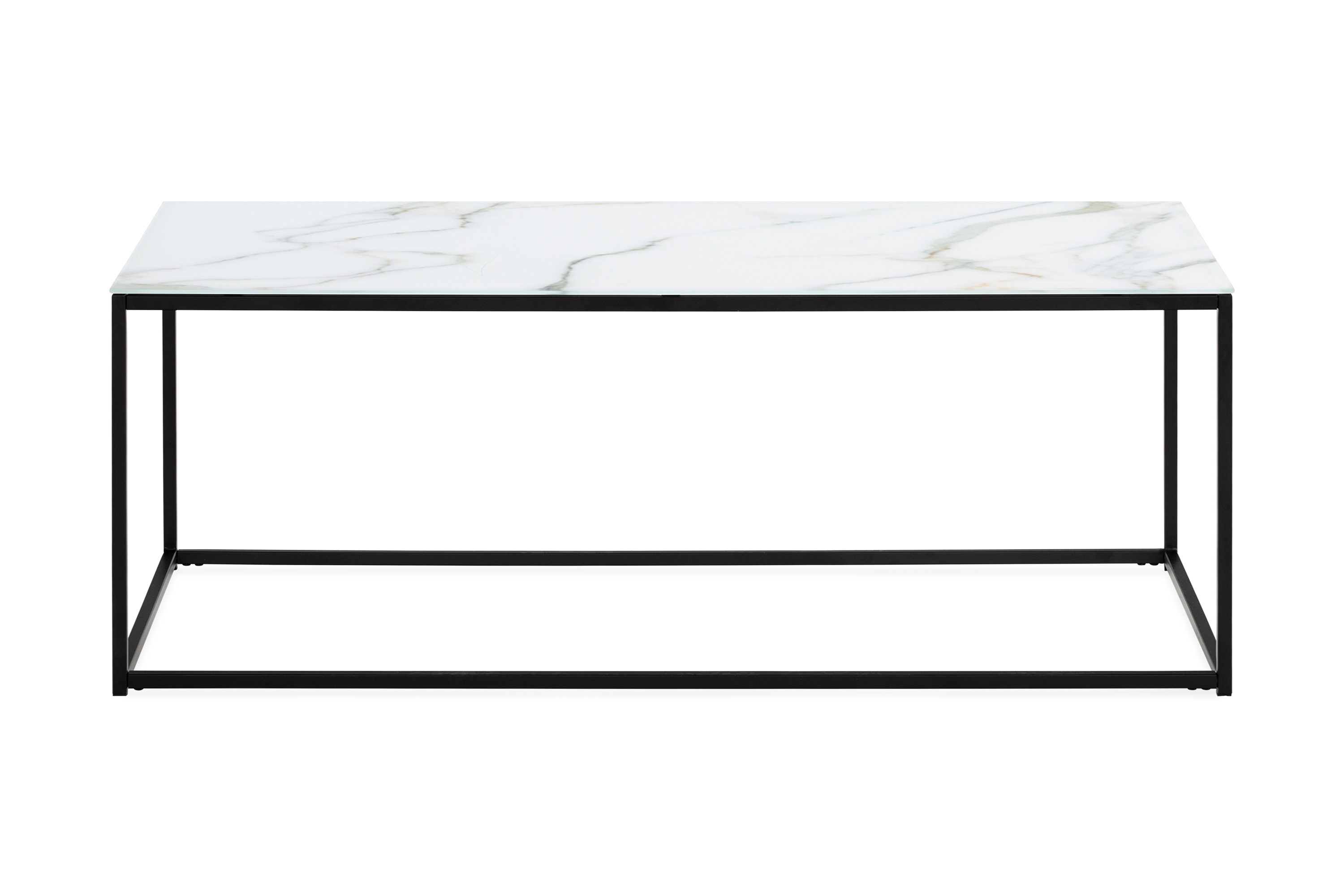 Soffbord Valeria 120 cm Marmormönster Glas/Vit/Svarta Ben