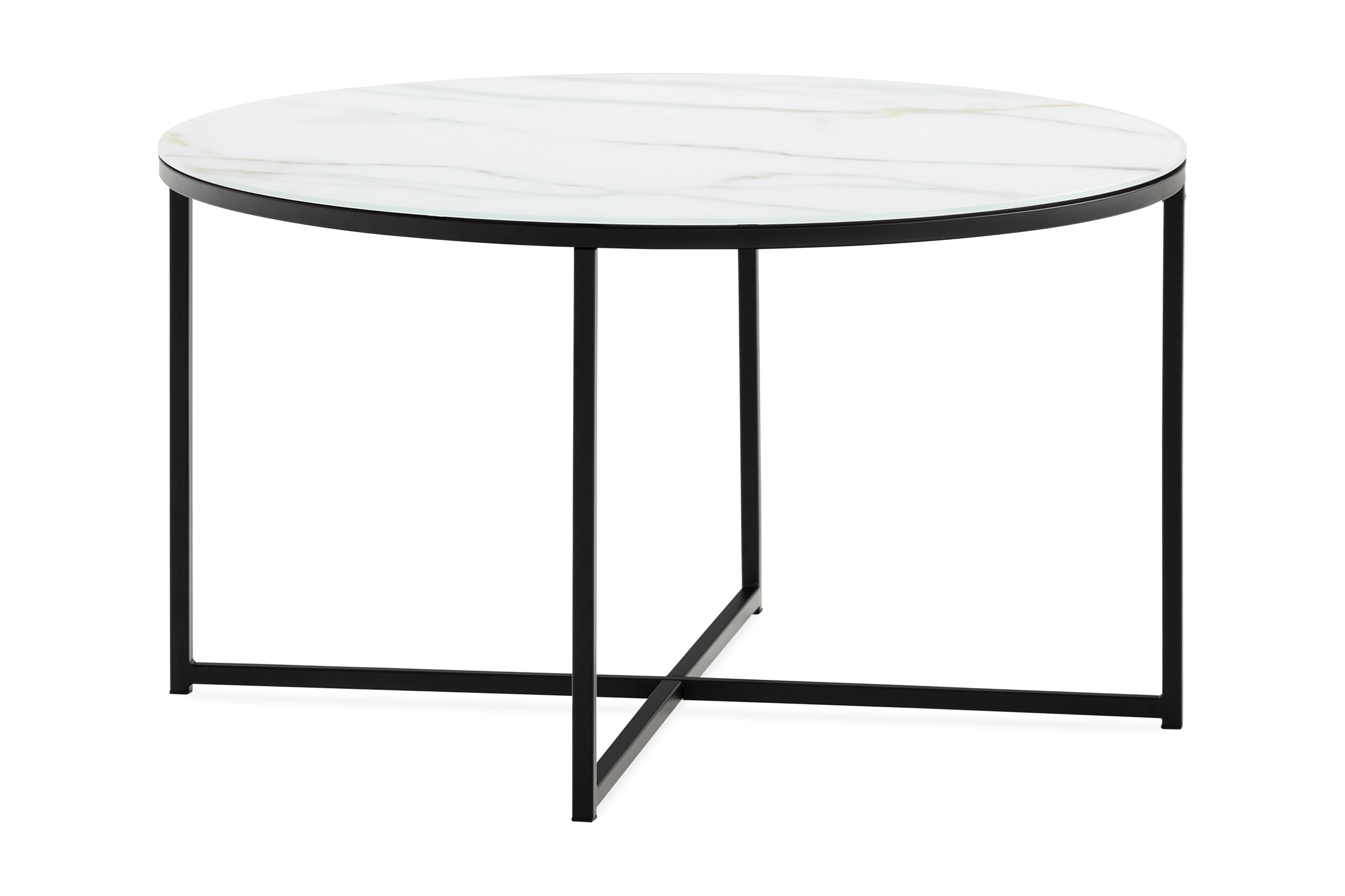 Soffbord Valeria 80 cm Runt Marmormönster Vit/Svart