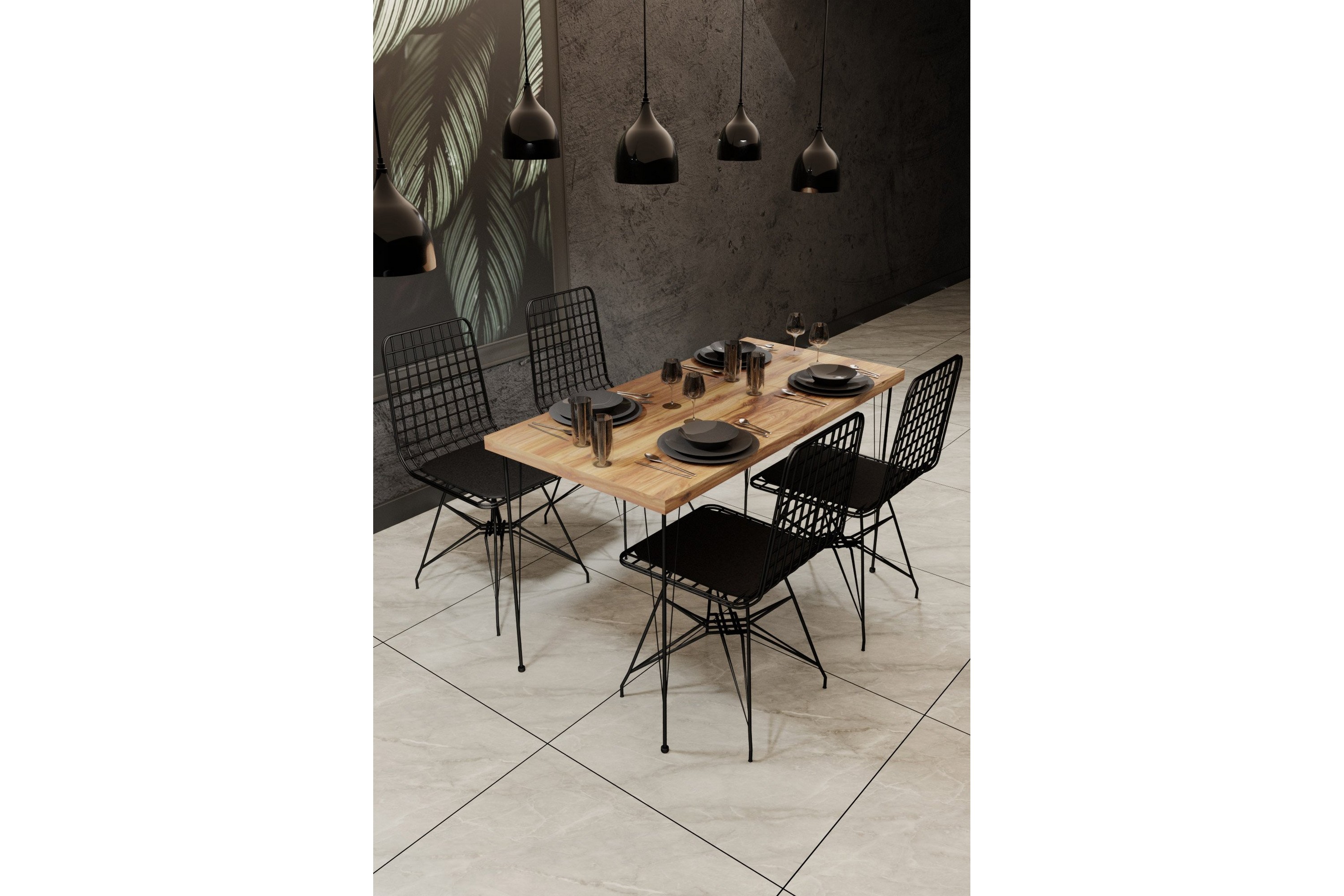 Matbord Hiten 120x60 cm Brun/Svart Hanah Home