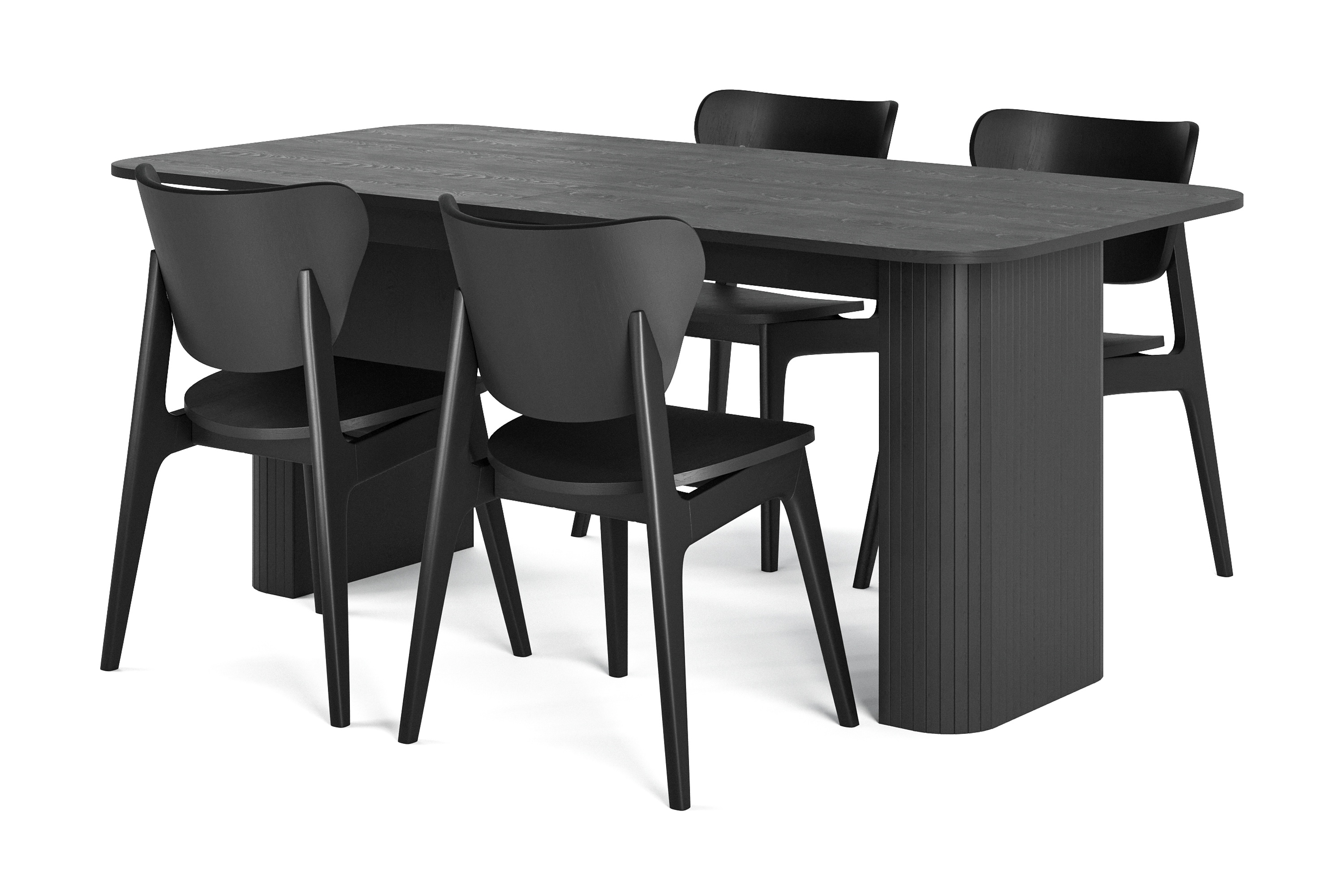 Matbord Kopparbo 160-220 cm Förlängningsbart med 4 st Matstol Skagana Svart