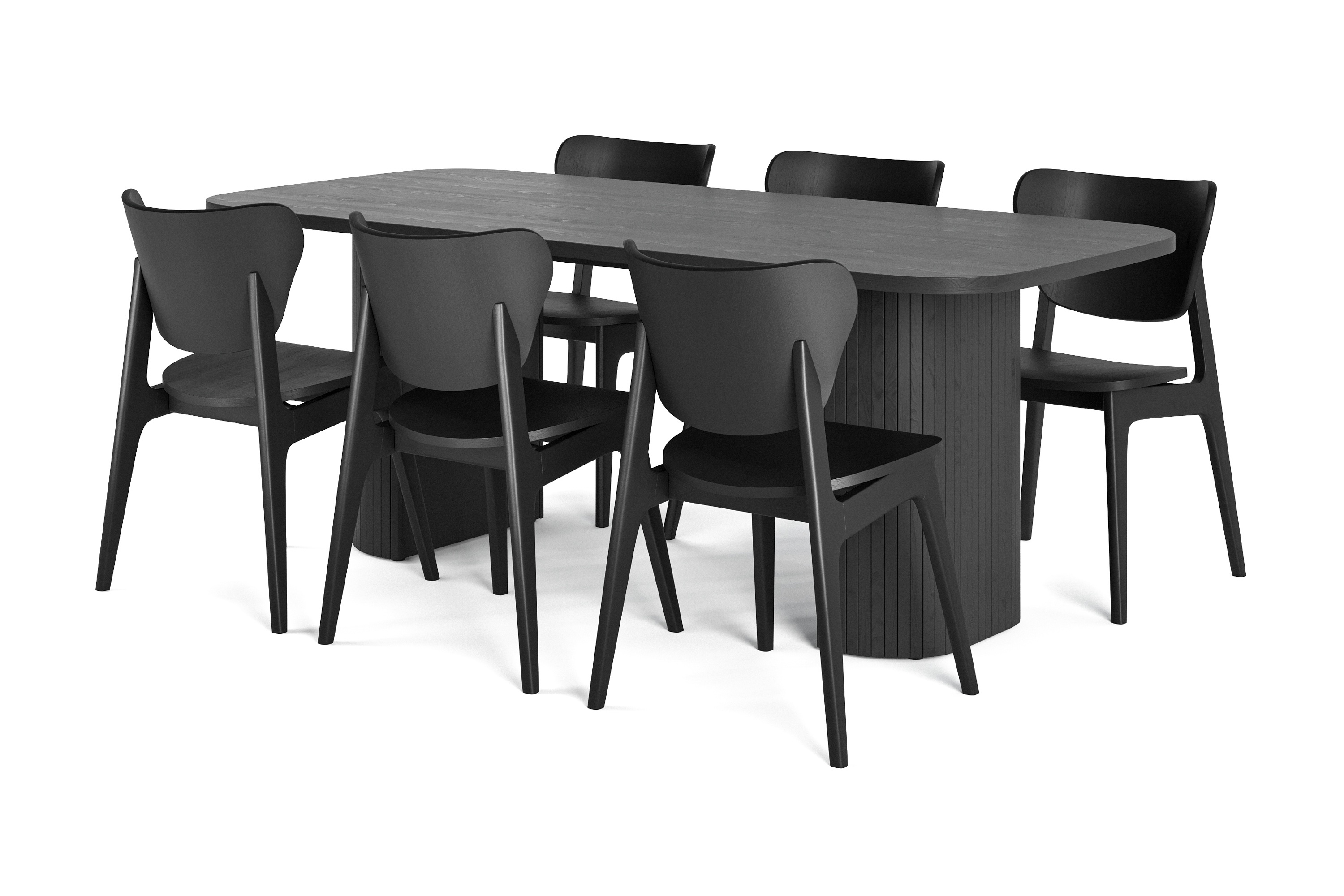 Matbord Kopparbo 200 cm med 6 st Matstol Skagana Svart
