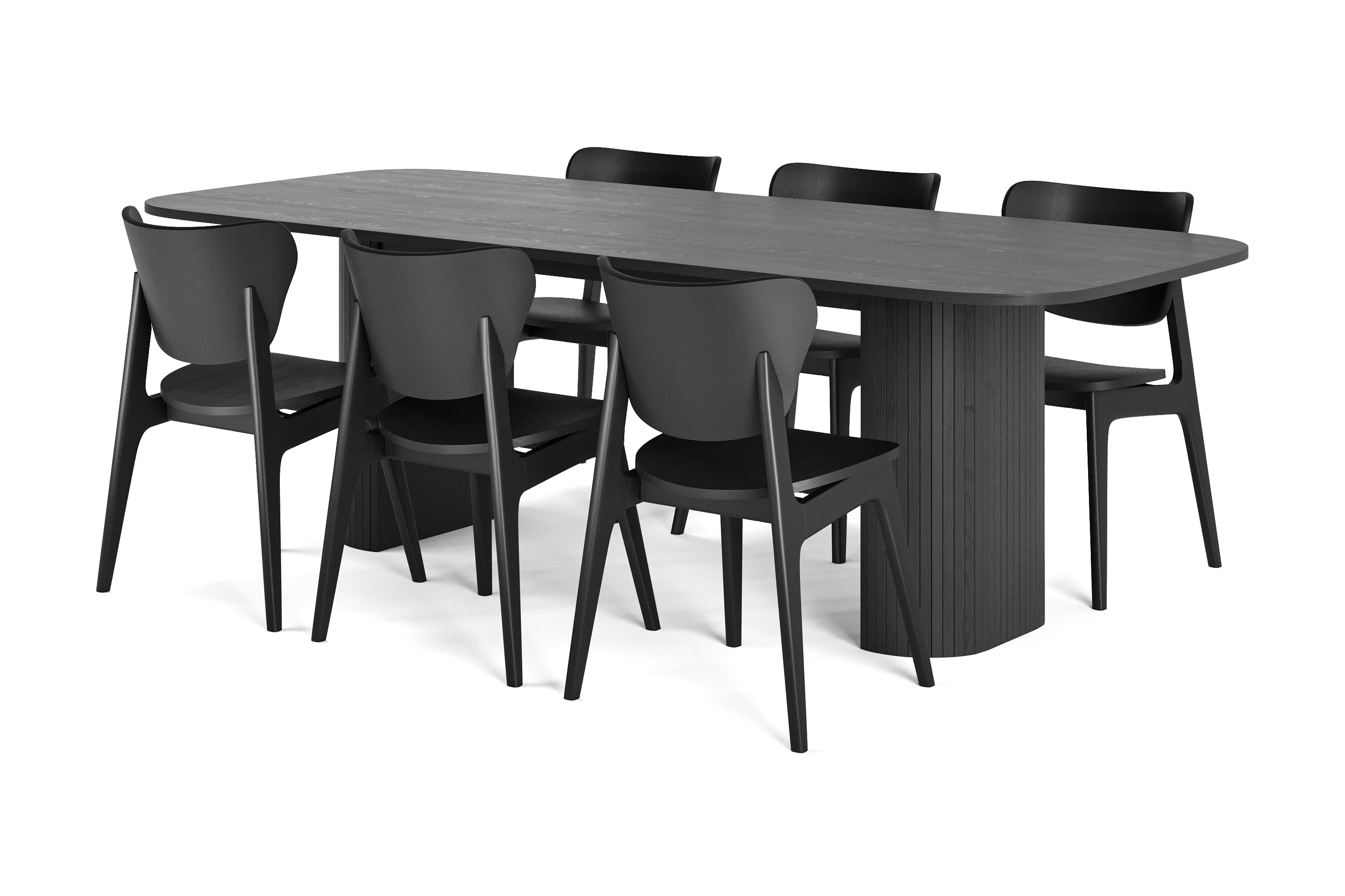 Matbord Kopparbo 240 cm med 6 st Matstol Skagana Svart