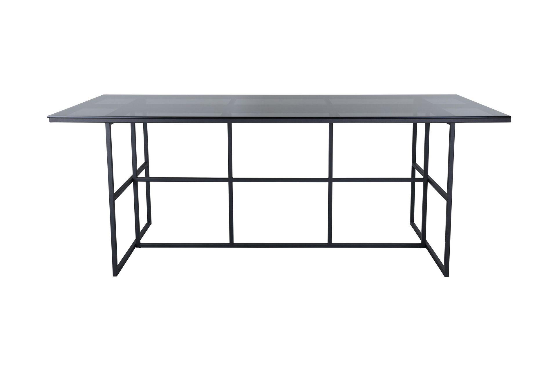 Leif Stort Rektangul&auml;rt Matbord 200 cm i Glas med Metallutseende - Gr&aring;