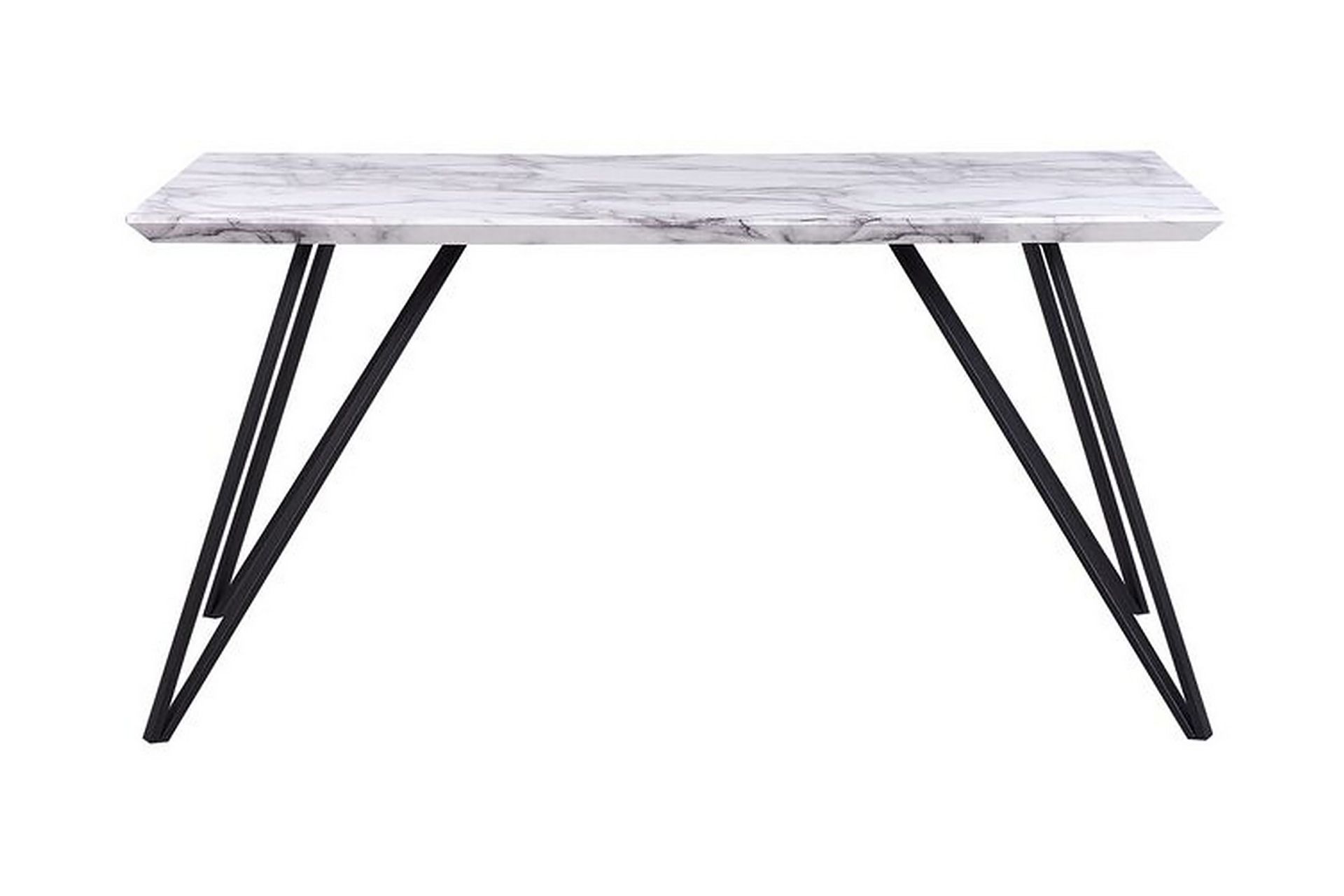Matbord 150 x 80 cm marmor effekt/svart MOLDEN - Vit