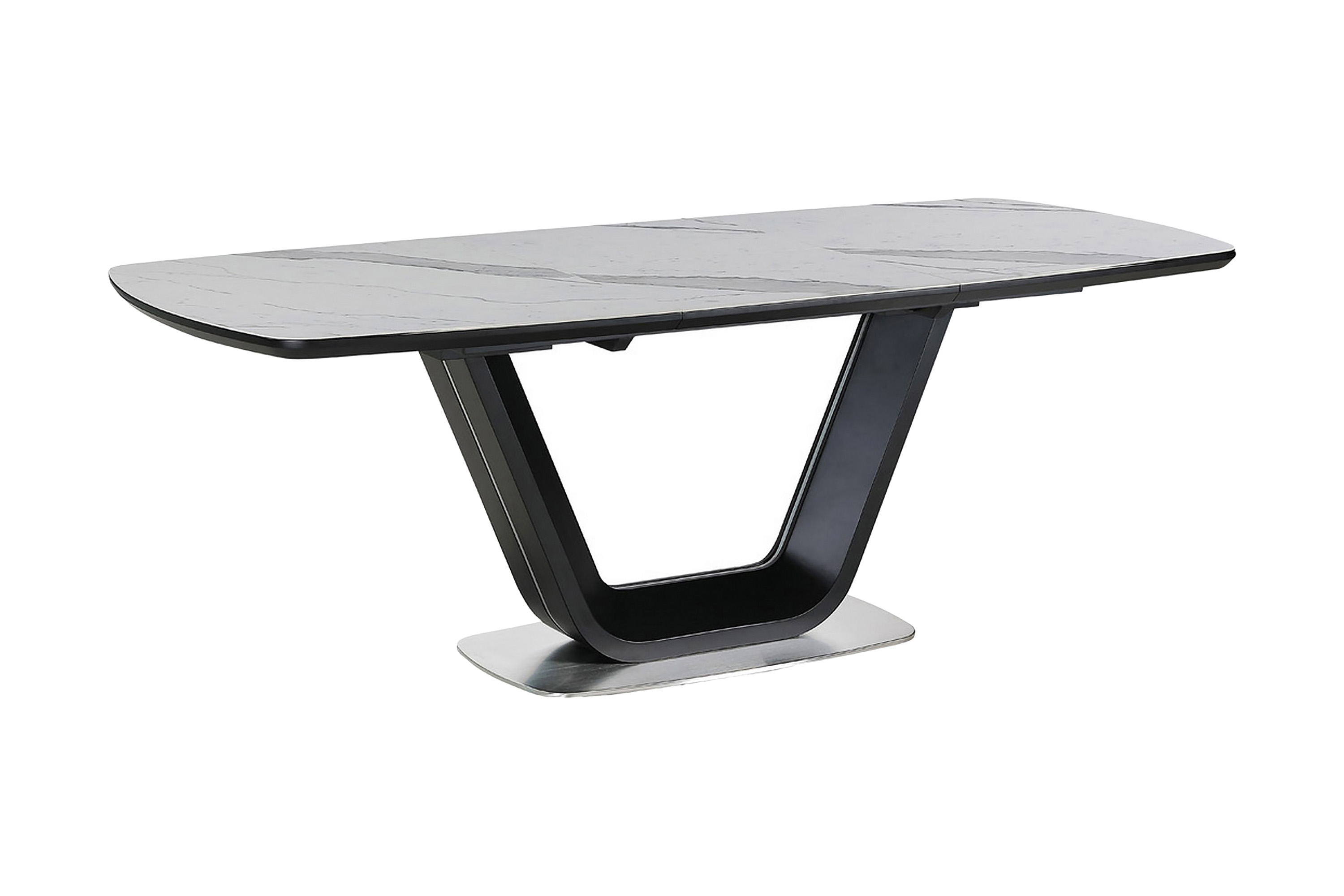 Matbord Komati Förlängningsbart 160 cm Keramik/Svart/Vit