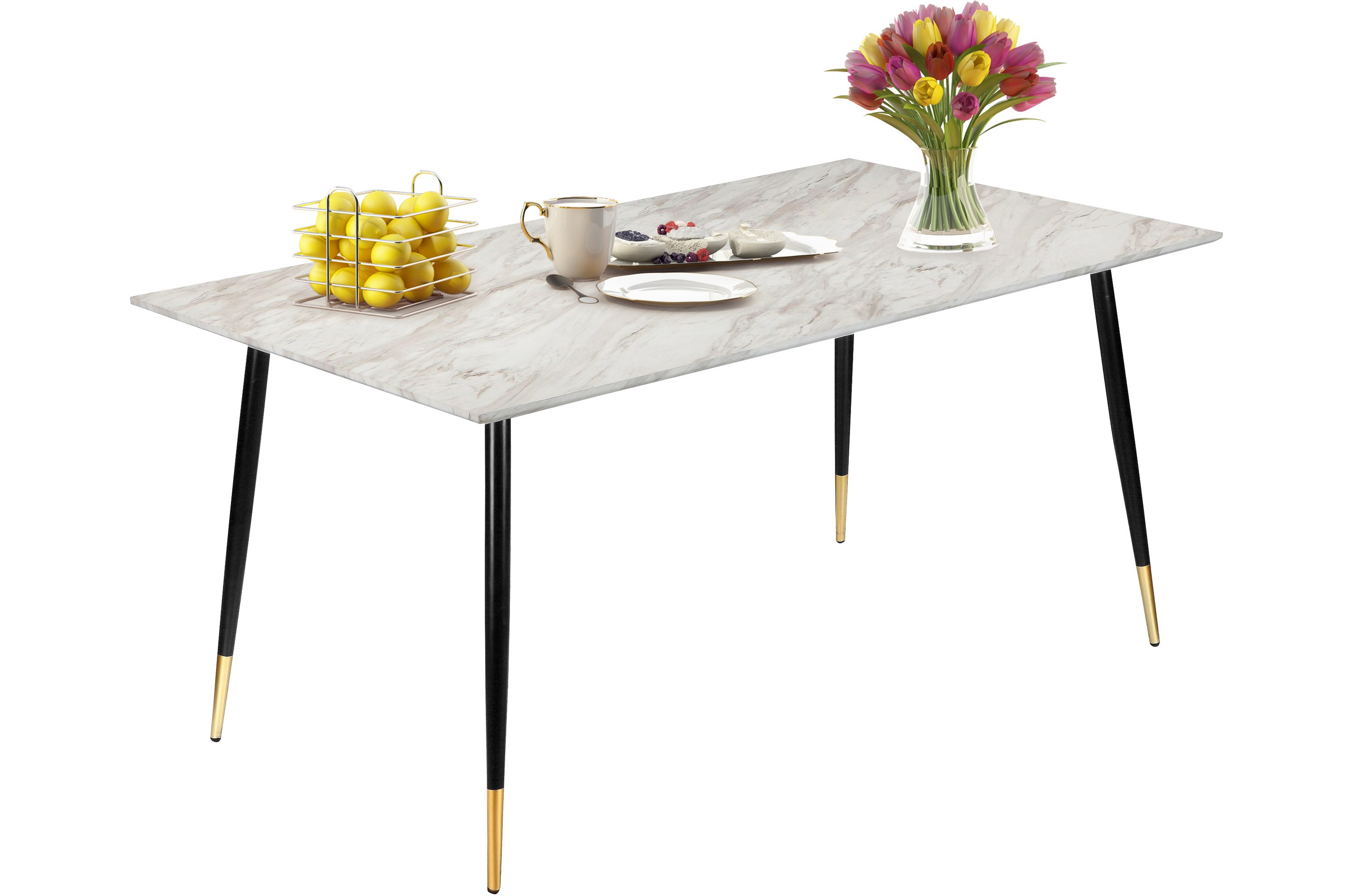 Matbord Reddeer 120 cm GråVit/Svart/Guld