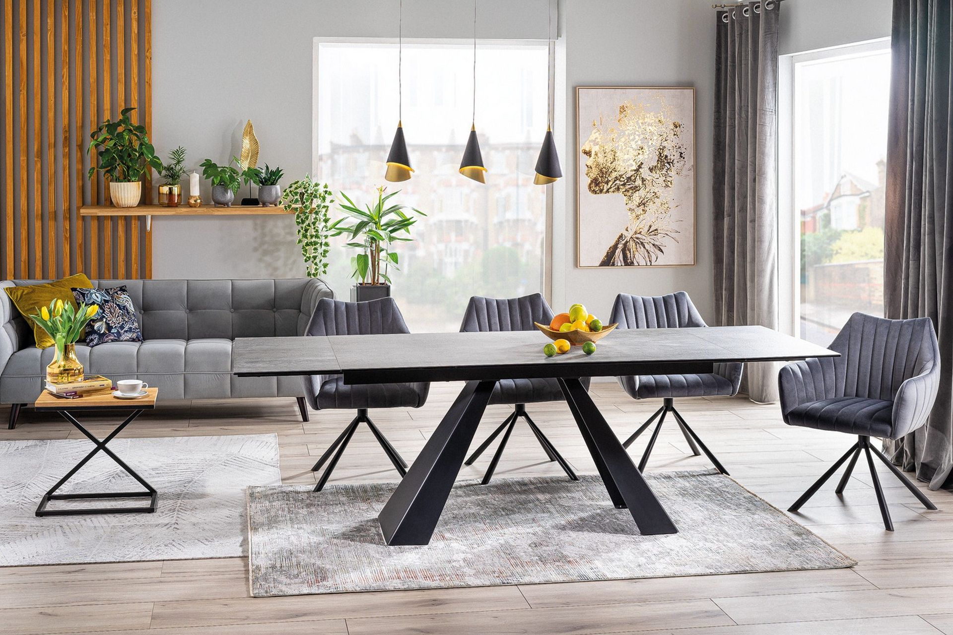 Riez Förlängningsbart Matbord 160 cm Betonglook -