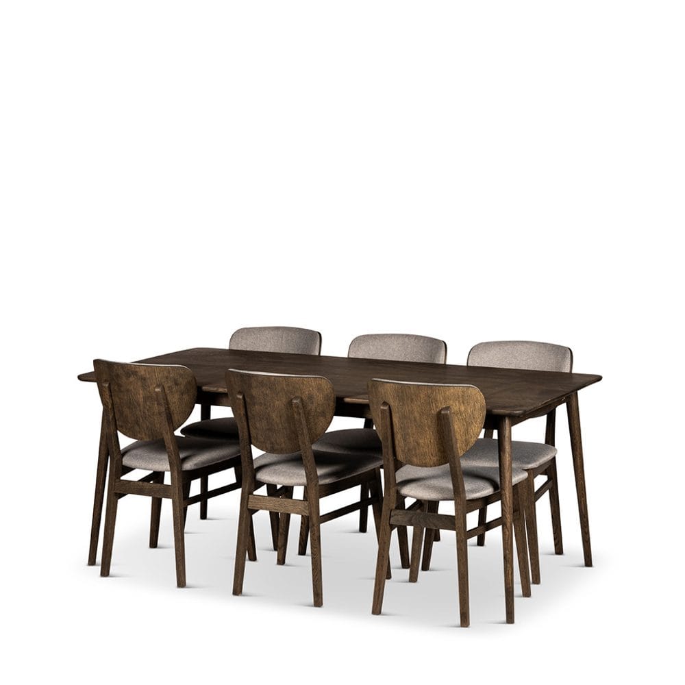 Matbord Nyborg med Stolar - 180x90x75 cm, 6 st Smögen-stolar