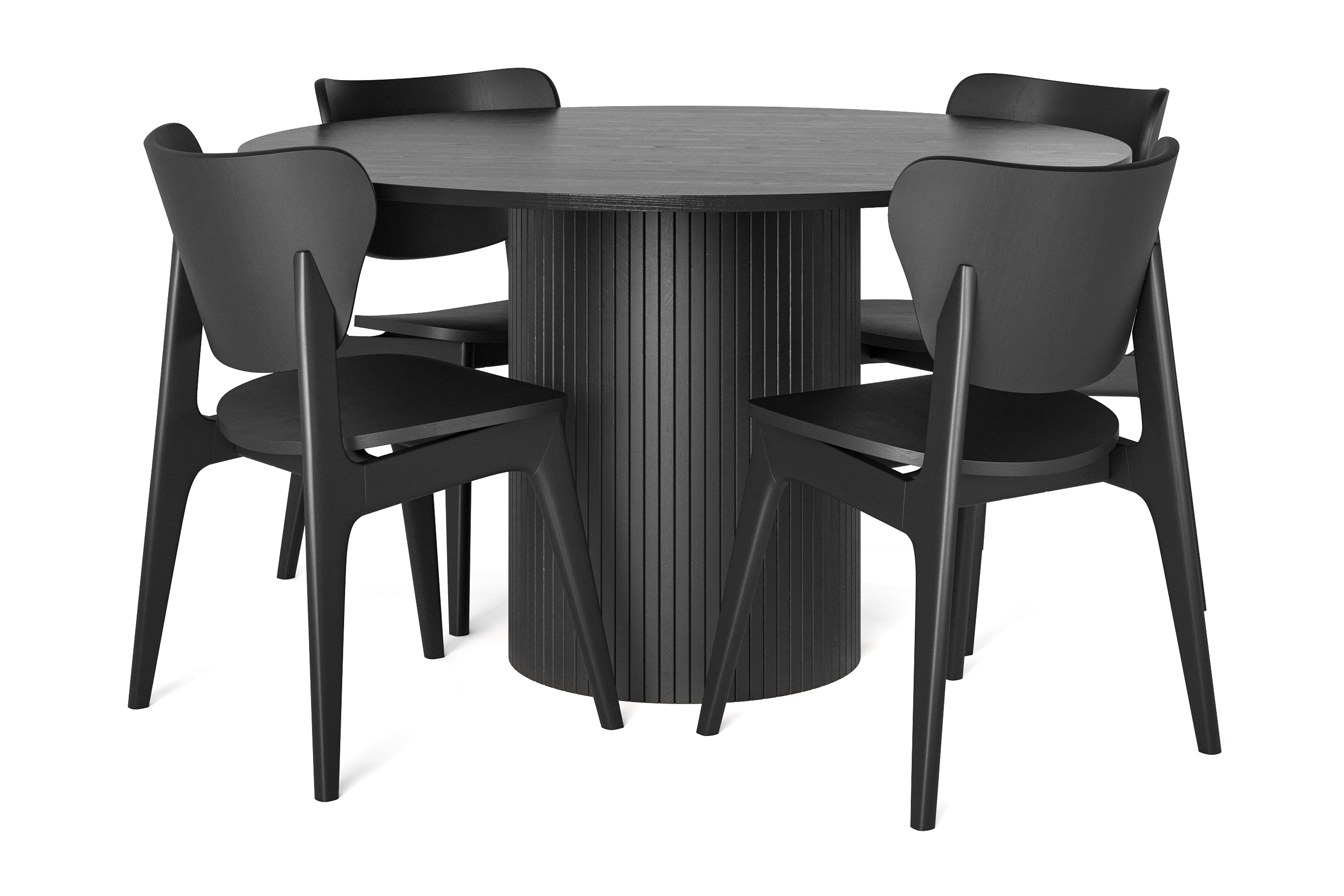 Matbord Runt Kopparbo 130 cm med 4 st Matstol Skagana Svart