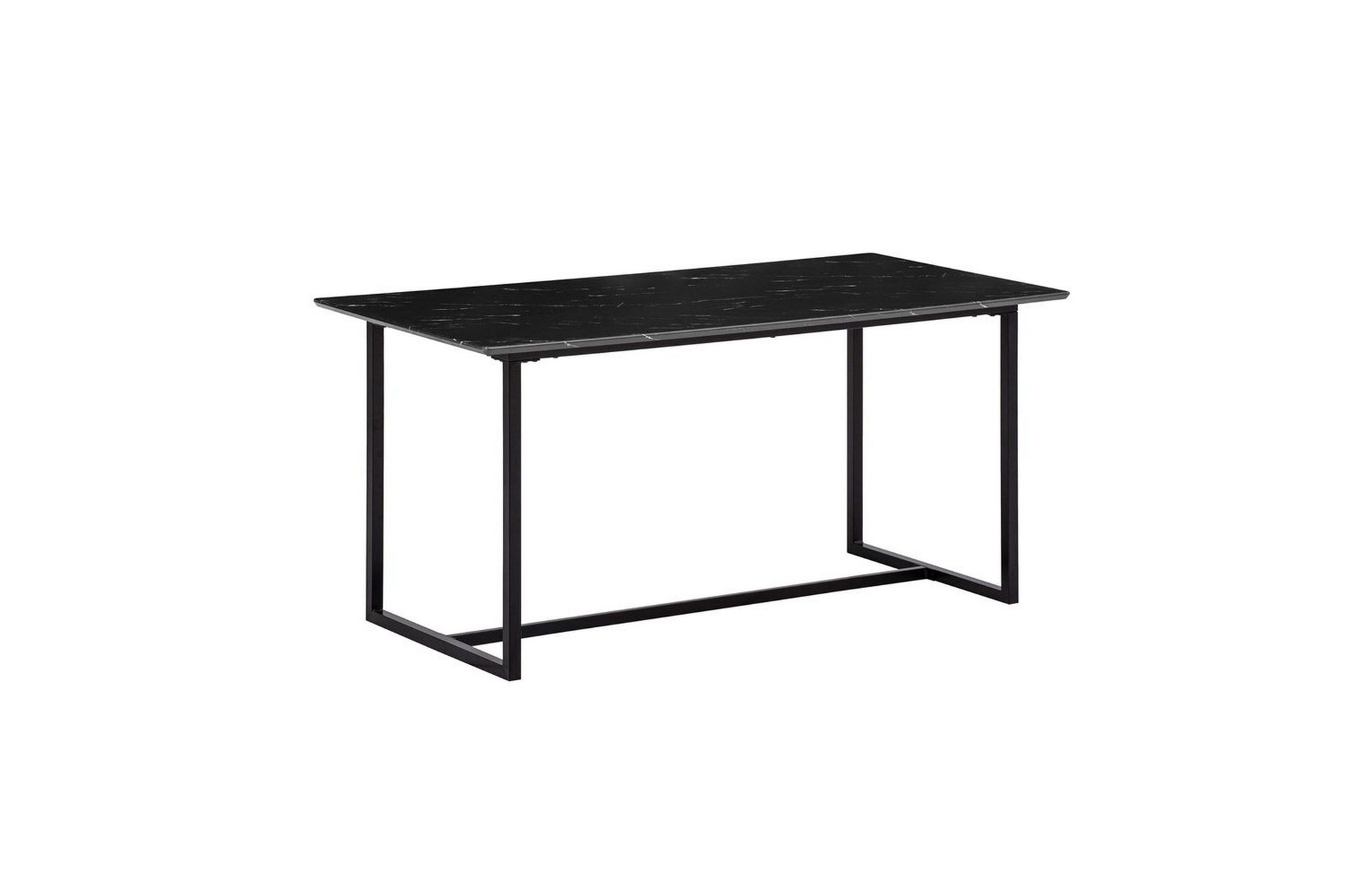 Matbord Wohnling Industriell loftstil, MDF med metallben med gyllene spets Marmor, Svart, 200x90 cm - Marmor, Svart, 200x90 cm