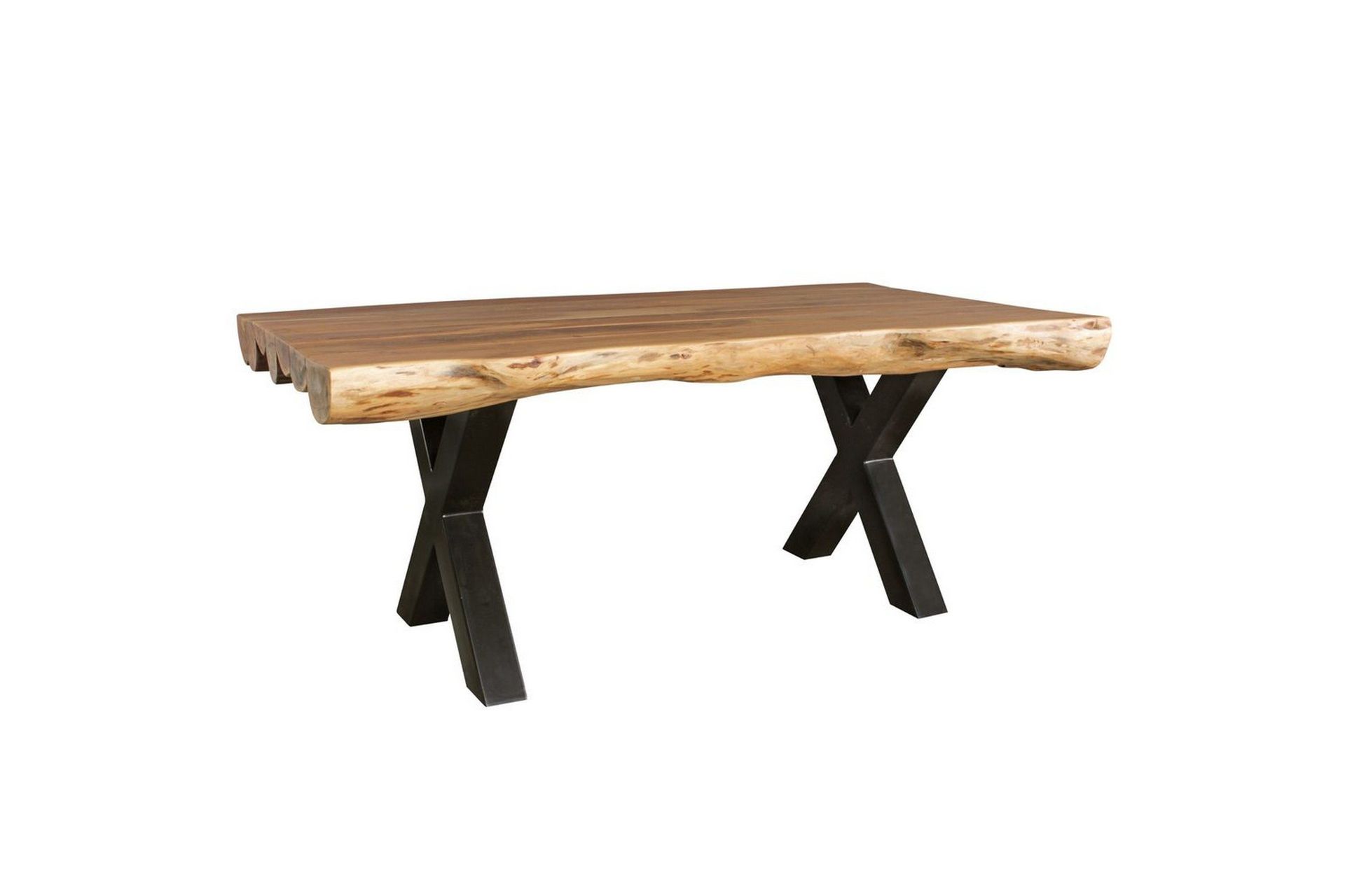 Matbord Wohnling K&ouml;ksbord i massivt tr&auml; med tr&auml;dstam, lantlig stil -