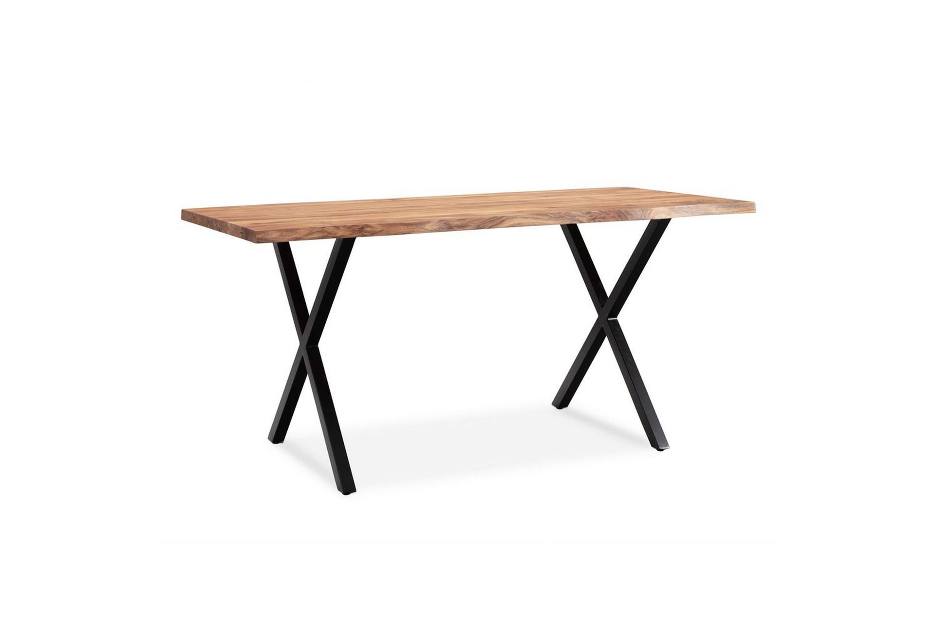 Matbord Wohnling Massivt trä med trädkanter, rektangulär, lantlig stil Svart, korsad, 140x80 cm - Svart, korsad, 140x80 cm