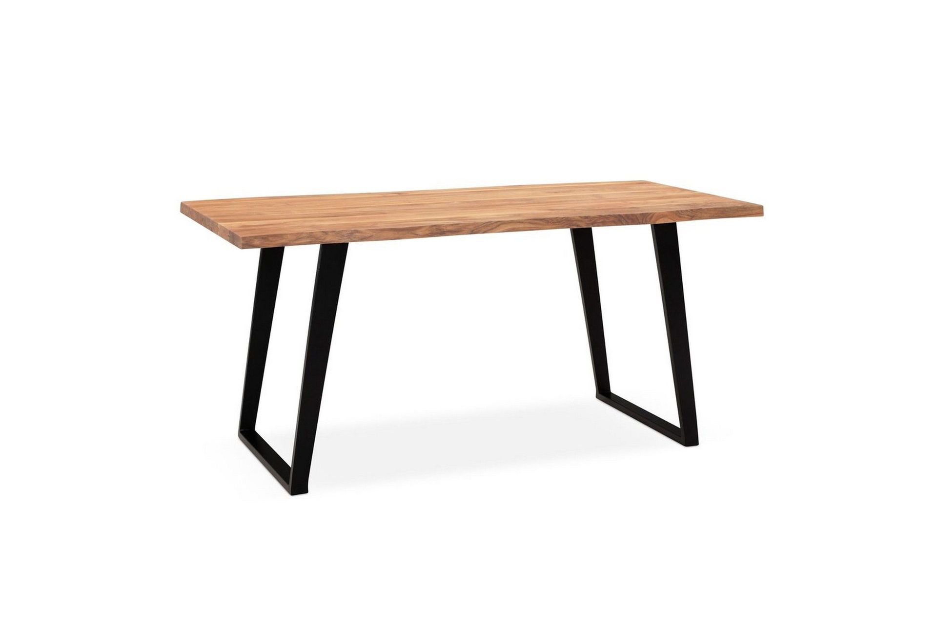 Matbord Wohnling Massivt trä med trädkanter, rektangulär, lantlig stil Svart, vinklad, 140x80 cm - Svart, vinklad, 140x80 cm
