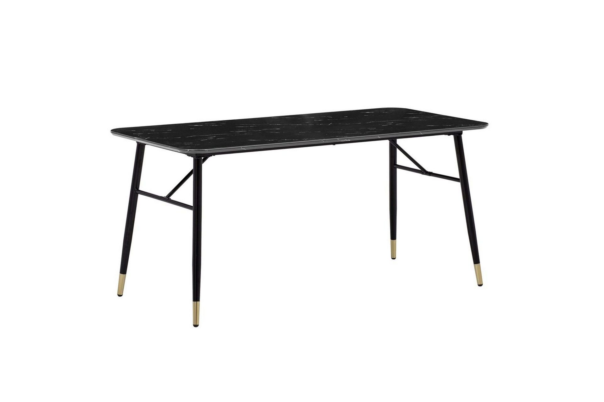Matbord Wohnling Modern stil MDF med metallben med gyllene spetsar Marmor, Svart, 120x60 cm - Marmor, Svart, 120x60 cm