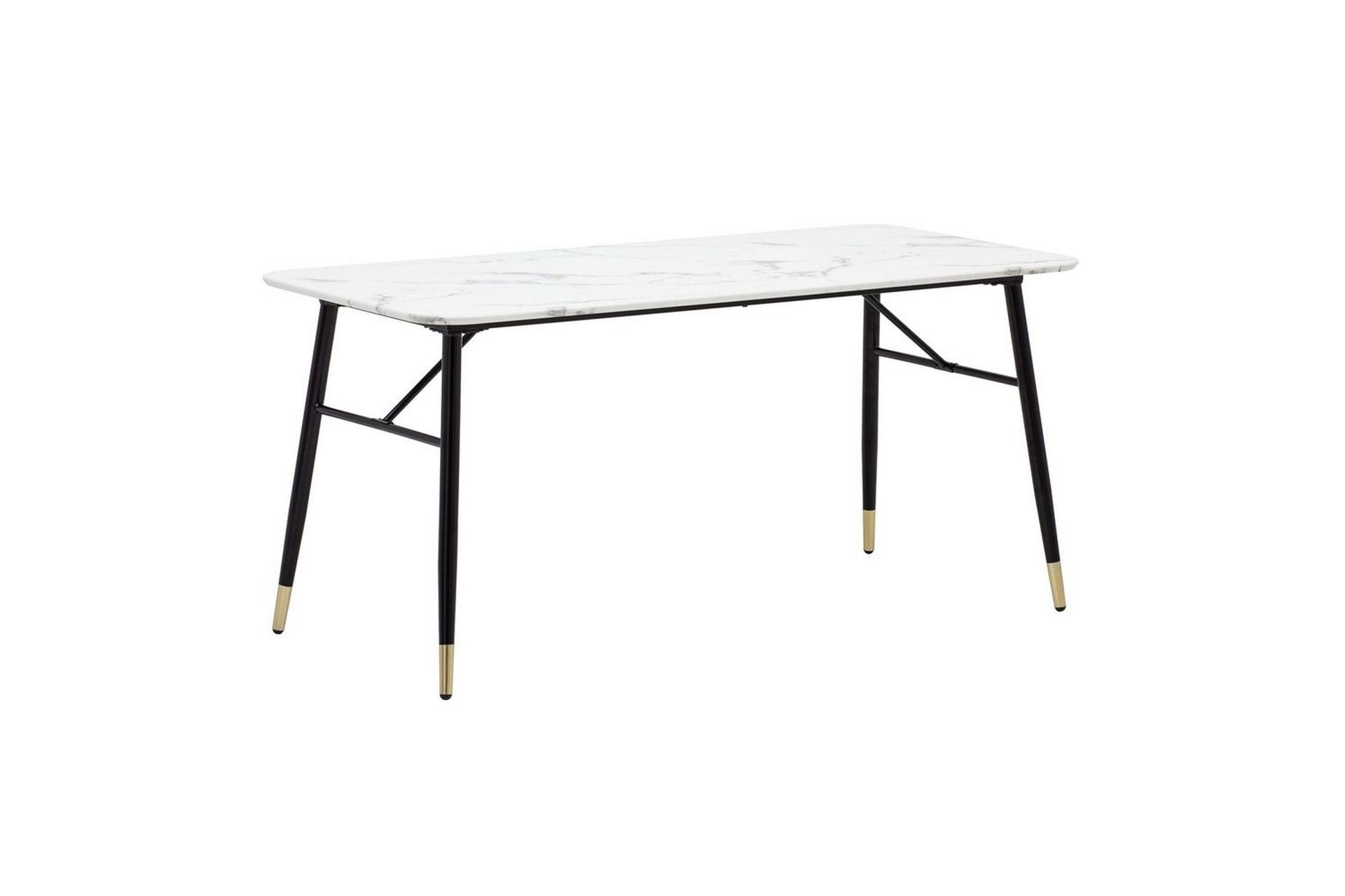 Matbord Wohnling Modern stil MDF med metallben med gyllene spetsar Marmor, Vit, 180x90 cm - Marmor, Vit, 180x90 cm