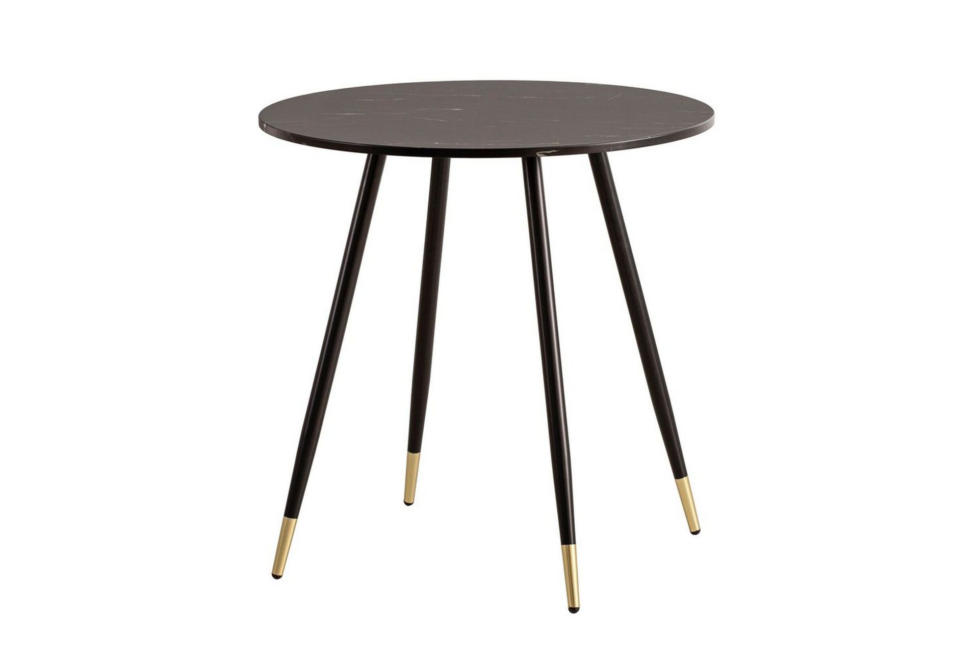 Matbord Wohnling Rund 75 cm marmorerad modern gyllene tippsben Marmor, Svart - Marmor, Svart
