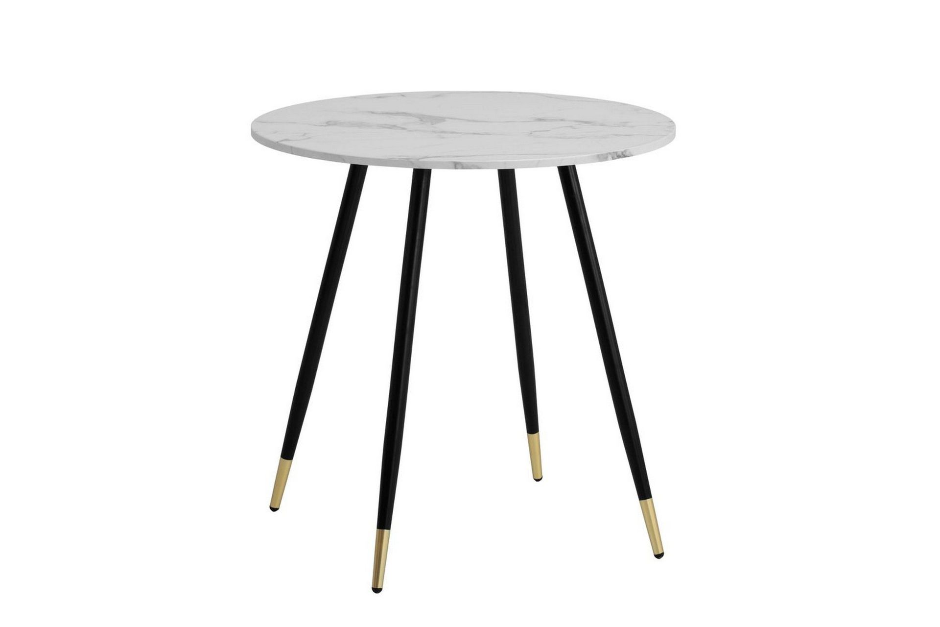 Matbord Wohnling Rund 75 cm marmorerad modern gyllene tippsben Marmor, Vit - Marmor, Vit