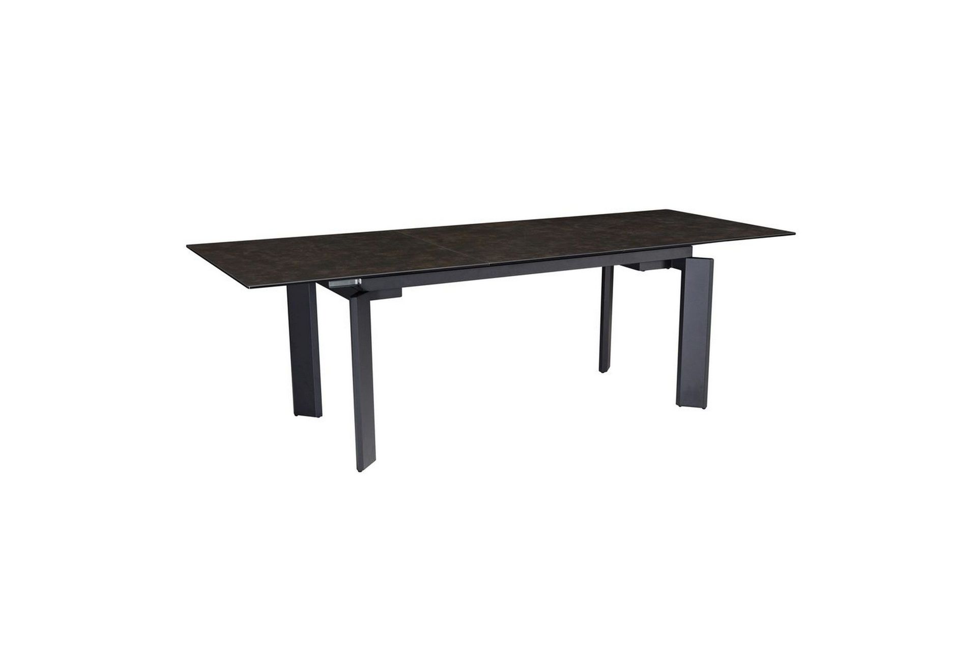 Matbord Wohnling Utdragbart 180-260 cm keramisk, klassiskt fyra ben och metallram Svart, marmor svart - Svart, marmor svart