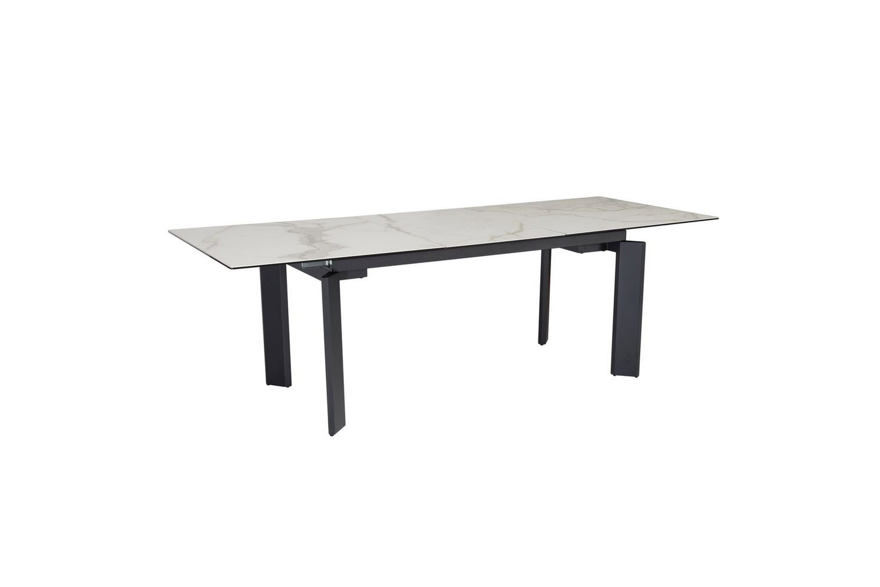 Matbord Wohnling Utdragbart 180-260 cm keramisk, klassiskt fyra ben och metallram Svart, marmor vit Svart, marmor vit