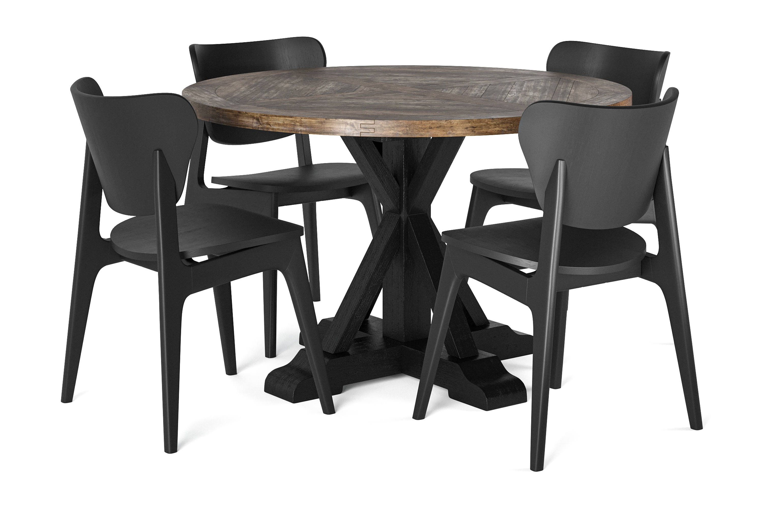 Matbord Yorkshire 120 cm Runt med 4 st Matstol Skagana Svart