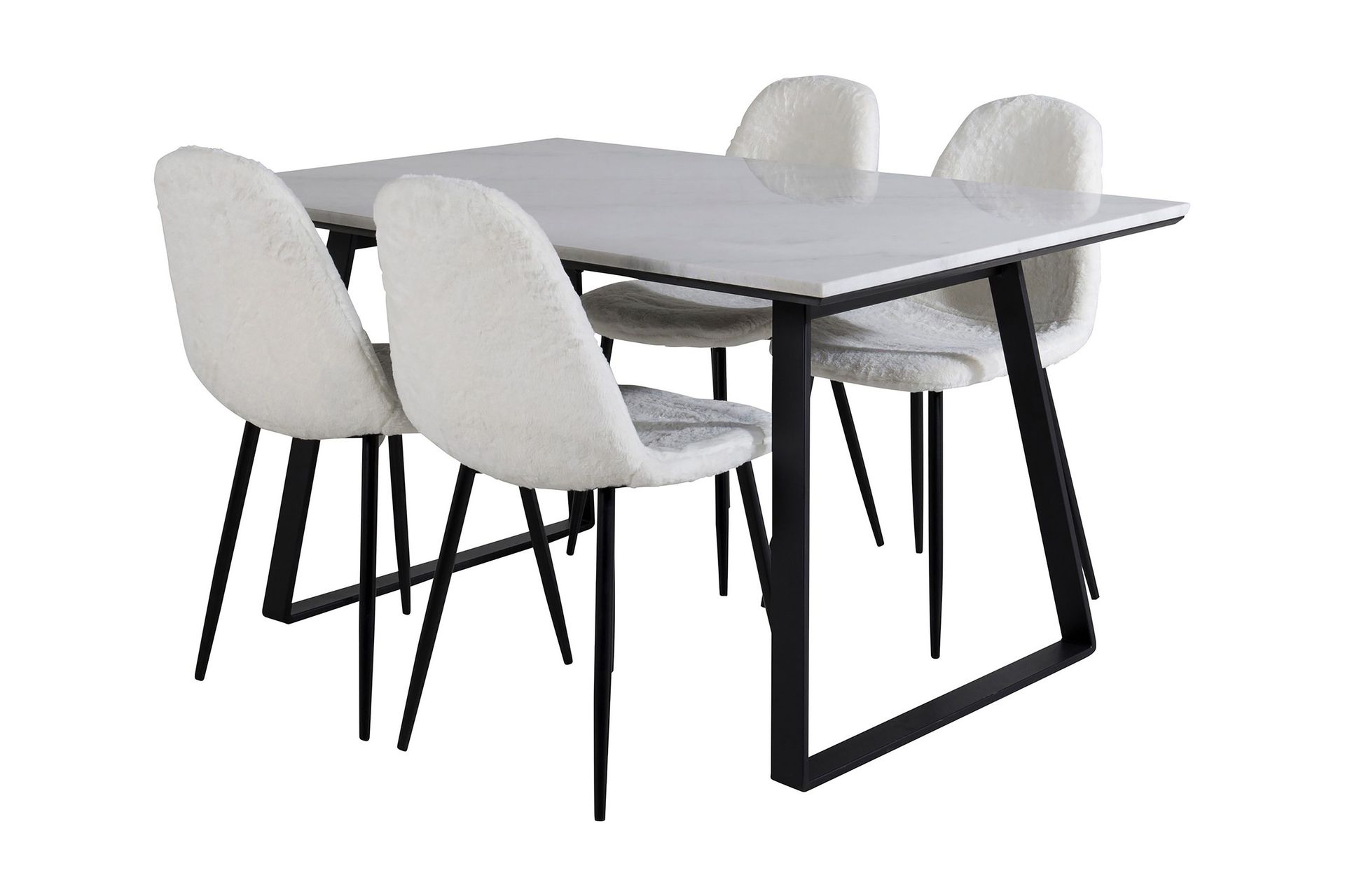 Admira Matgrupp 140 cm inkl 4 Ypas Stolar - Marmor/Vit/Svart