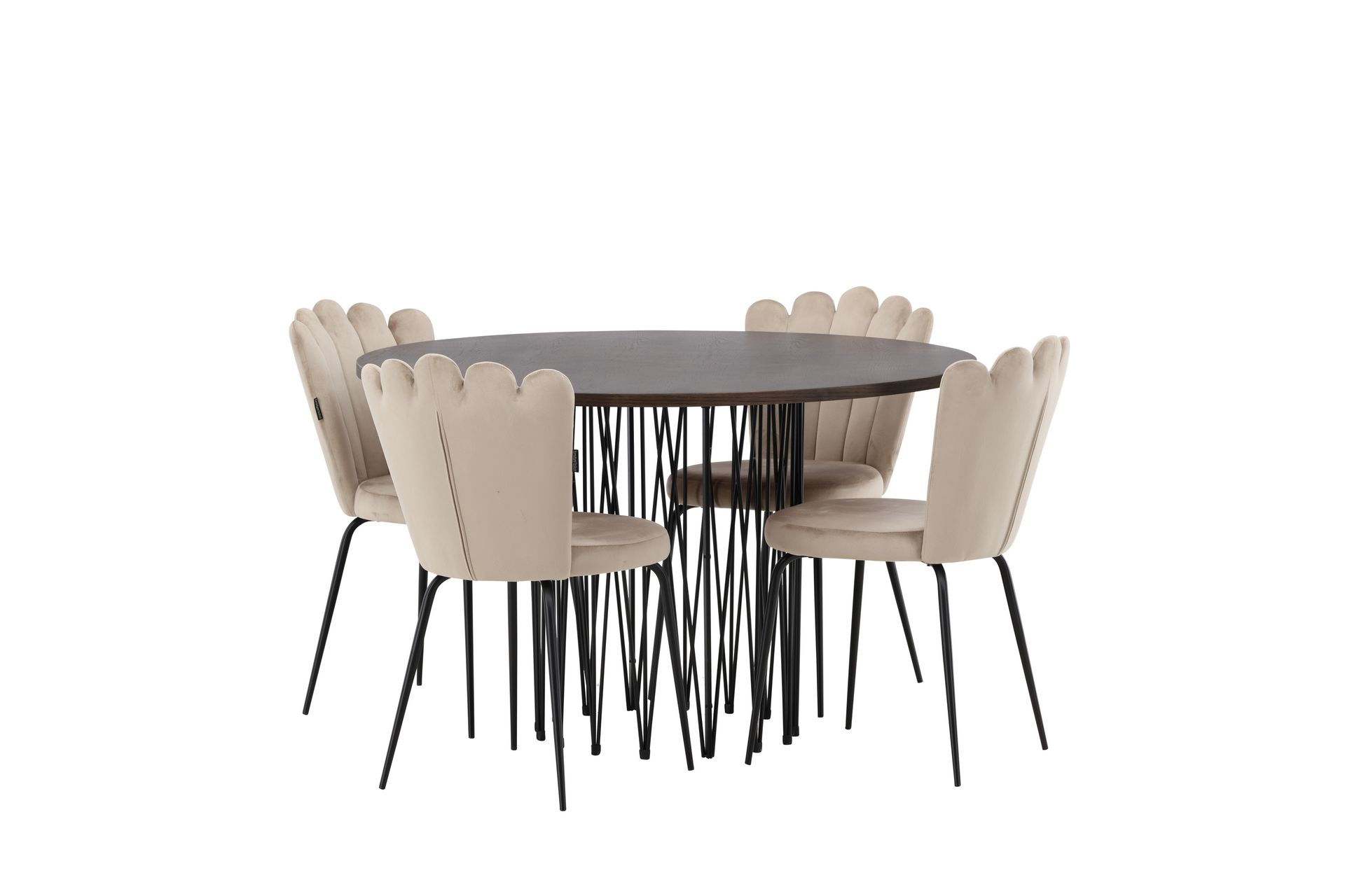 Matgrupp Alismo  120 cm Rund med 4 Limhamn stolar - Beige