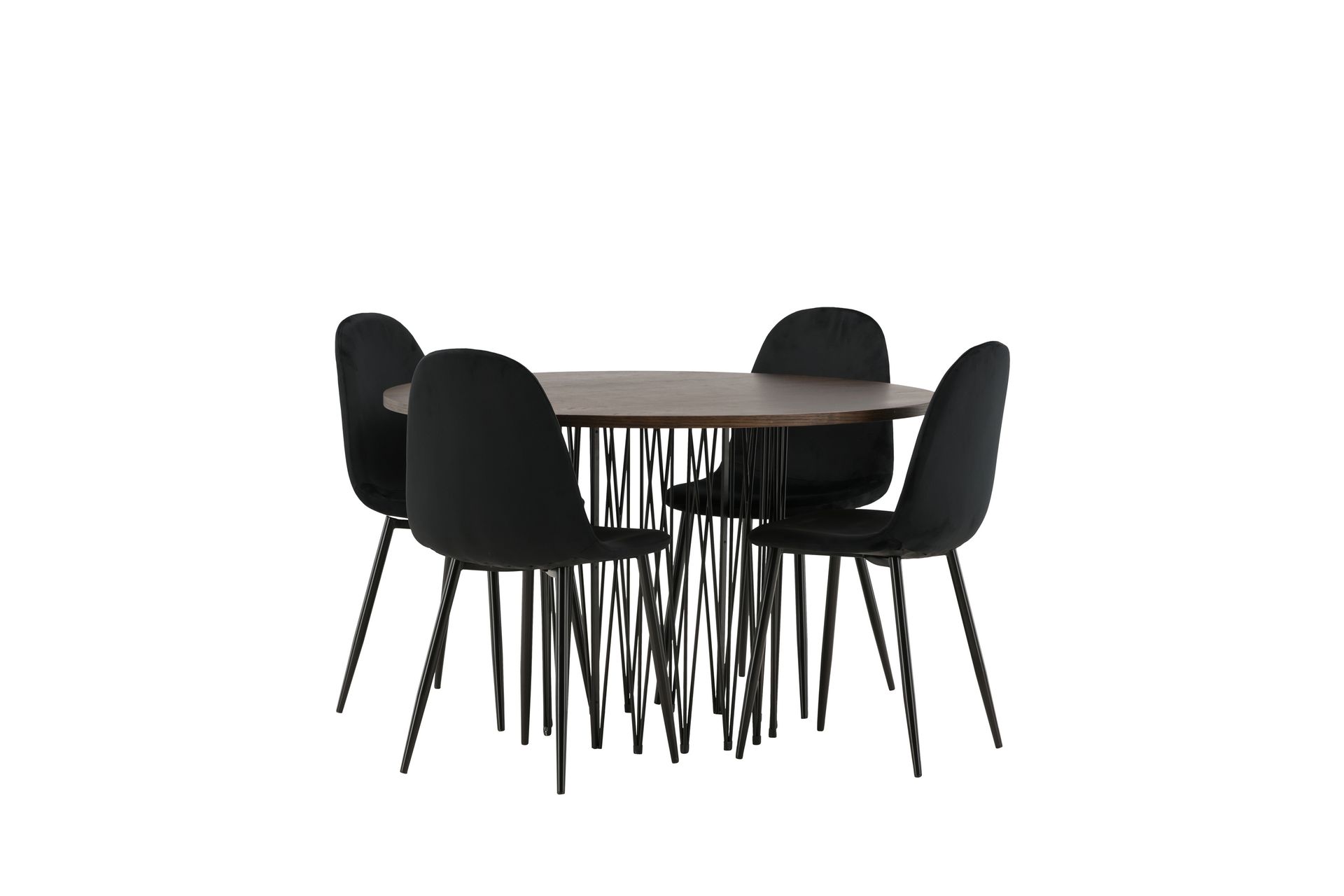 Matgrupp Alismo  120 cm Rund med 4 Nicci stolar - Svart