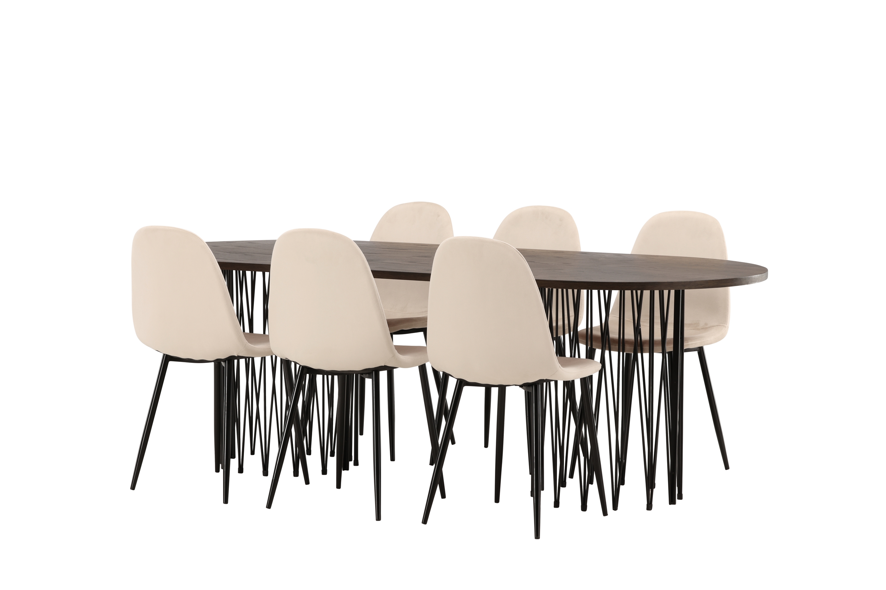 Matgrupp Alismo 220 cm Oval med 6 Nicci stolar Beige