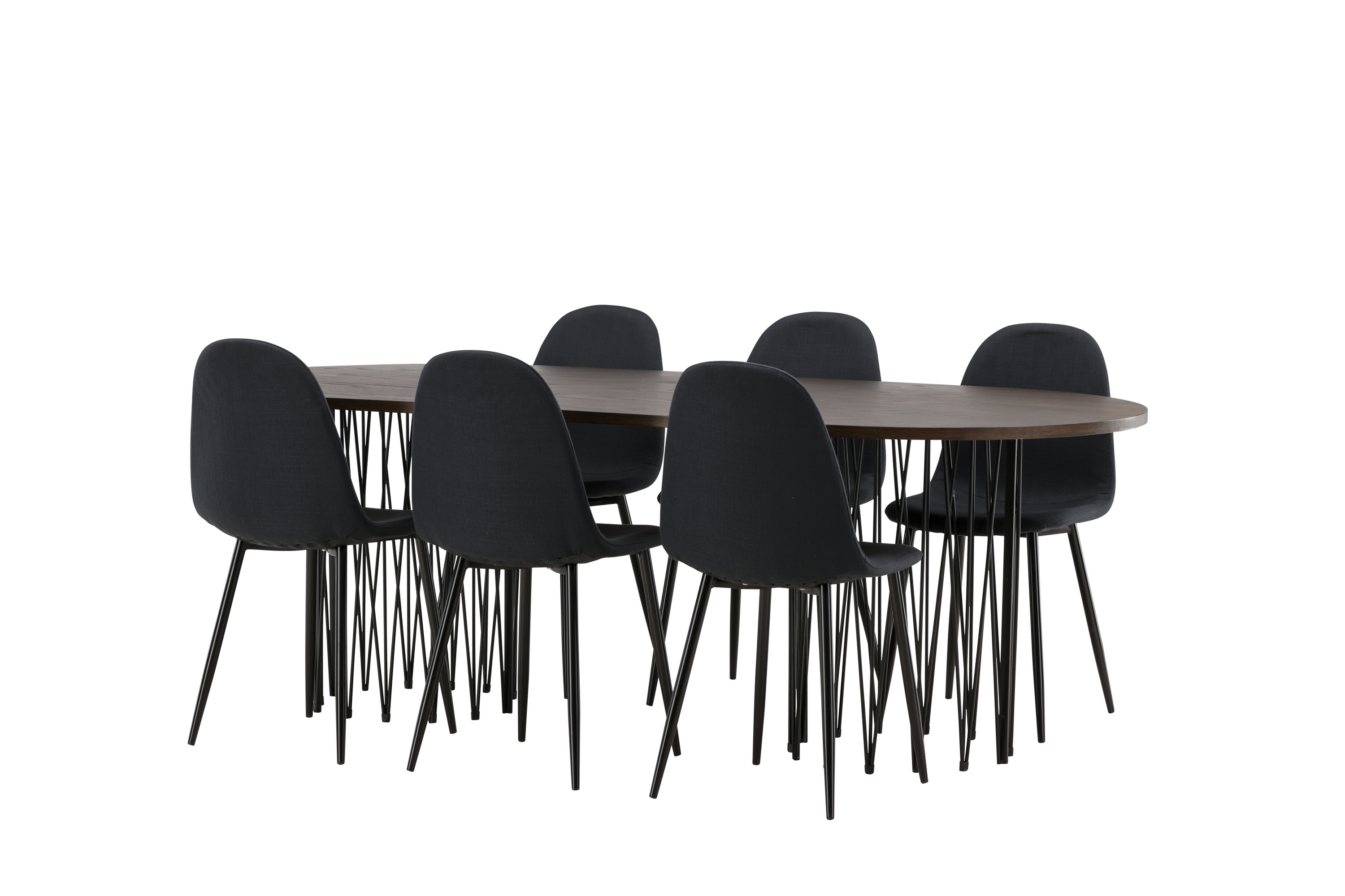 Matgrupp Alismo 220 cm Oval med 6 Nicci stolar Svart