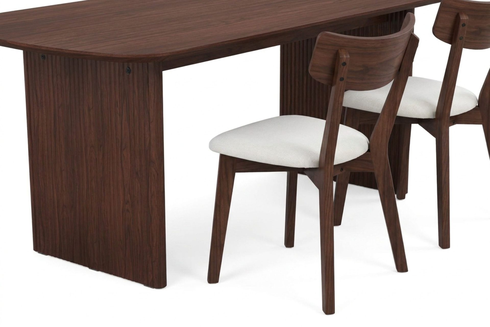 Alma Matgrupp 180 cm rektangulärt i Valnöt med 6 Amelia Matstolar med Dyna - Valnöt/Beige