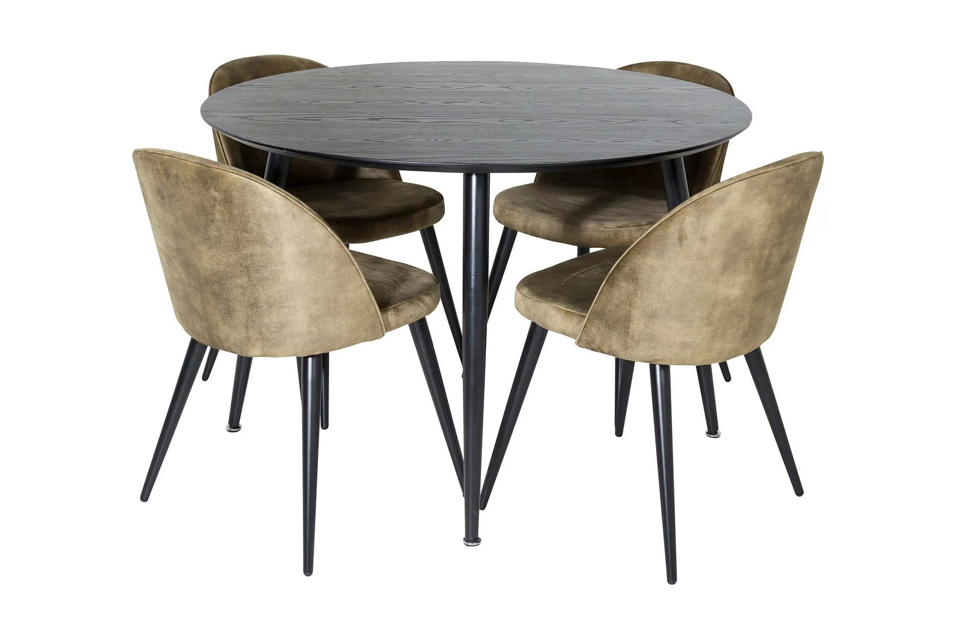 Balisa Matgrupp 115 cm Rund inkl 4 Sedavi Stolar - Svart/M&auml;ssing