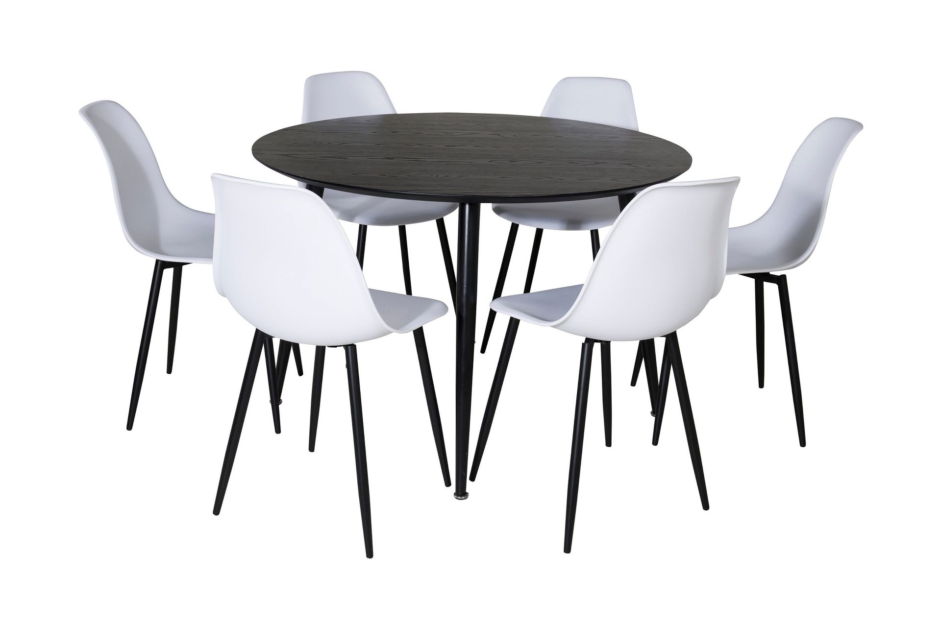 Balisa Matgrupp 115 cm Rund inkl 6 Ypas Stolar - Svart/Vit