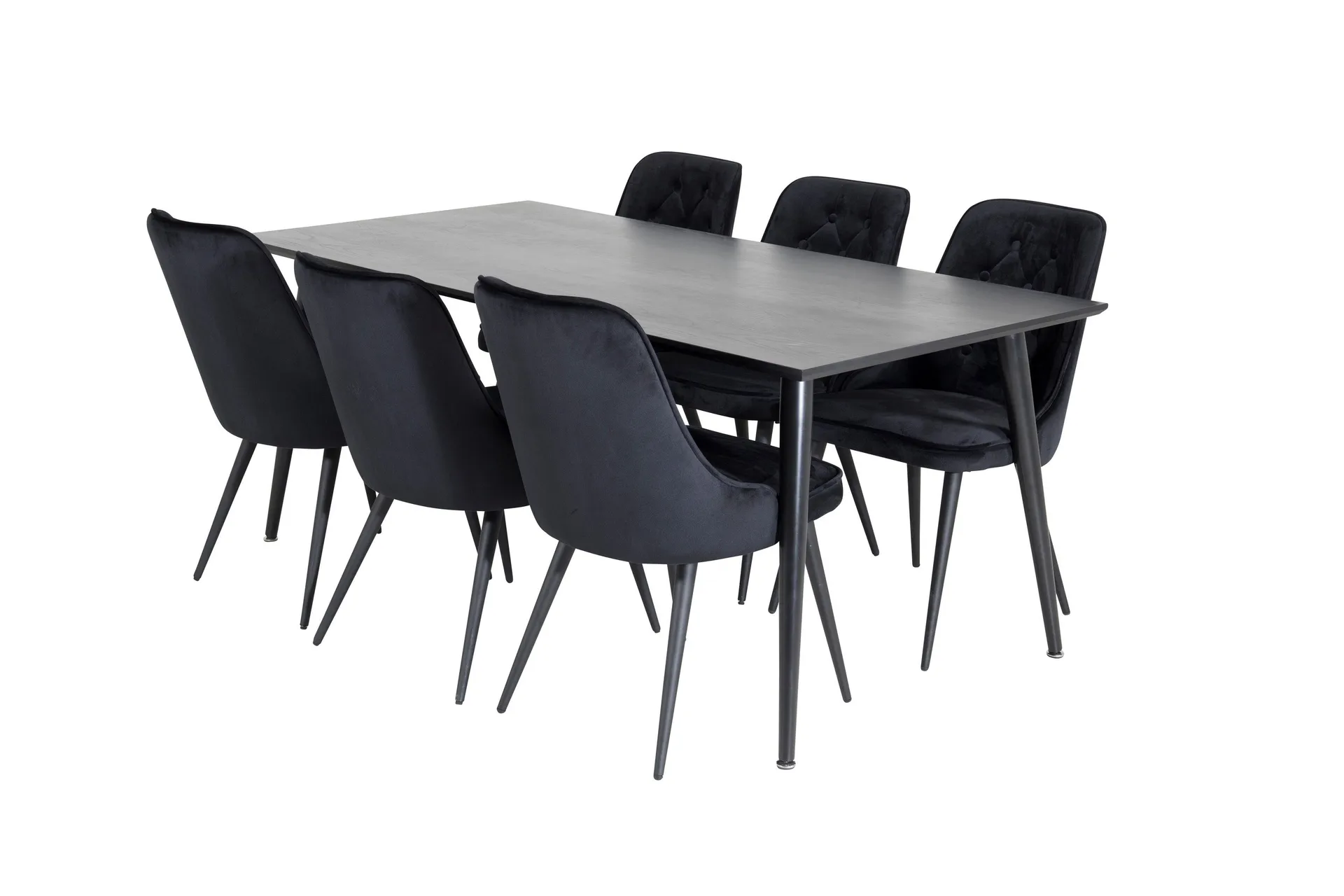 Balisa Matgrupp 180 cm inkl 6 Valera Lyx Stolar - Sammet/Svart