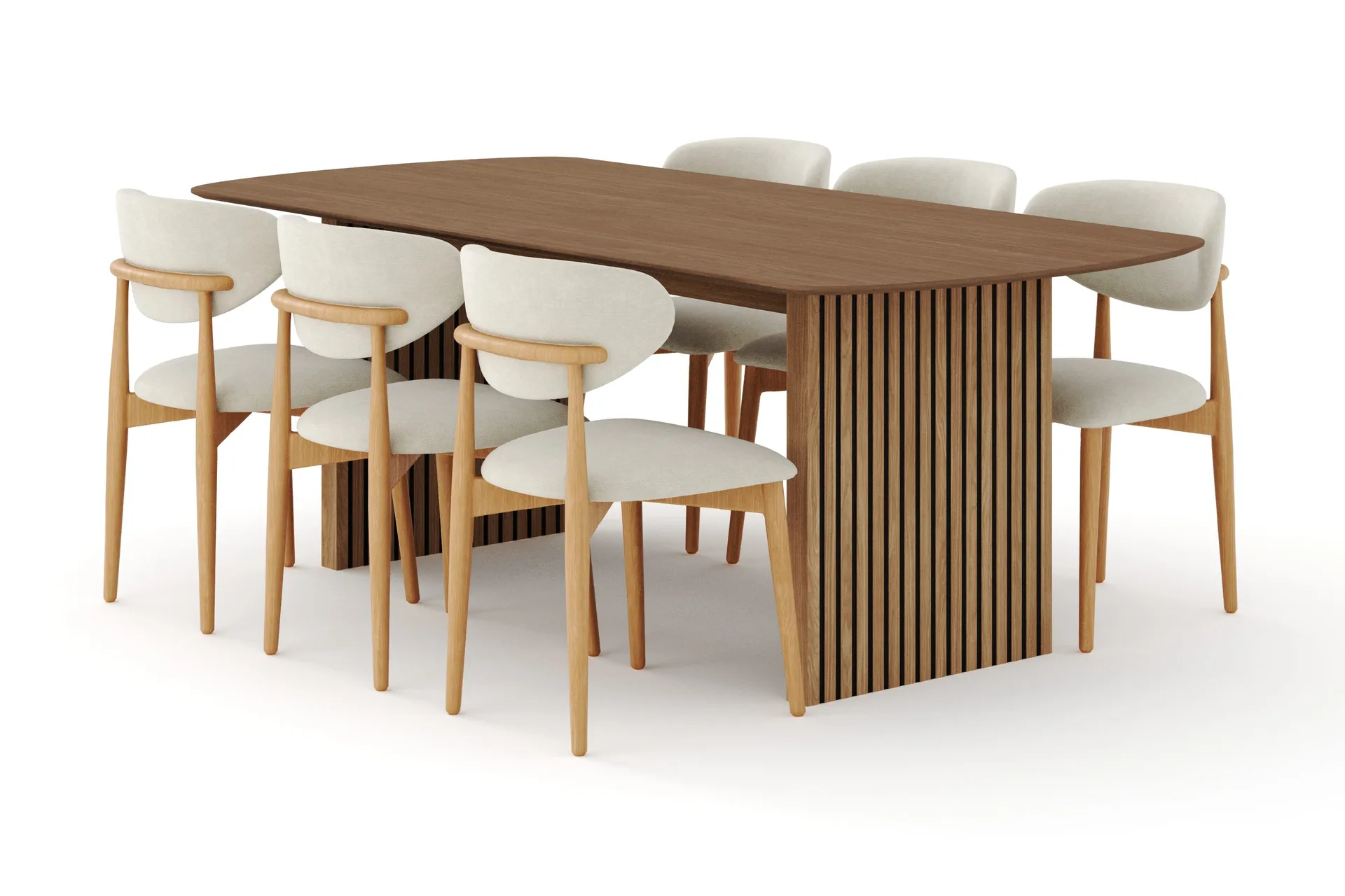 Matgrupp Bark Richeto med Molly stolar Ek/beige -