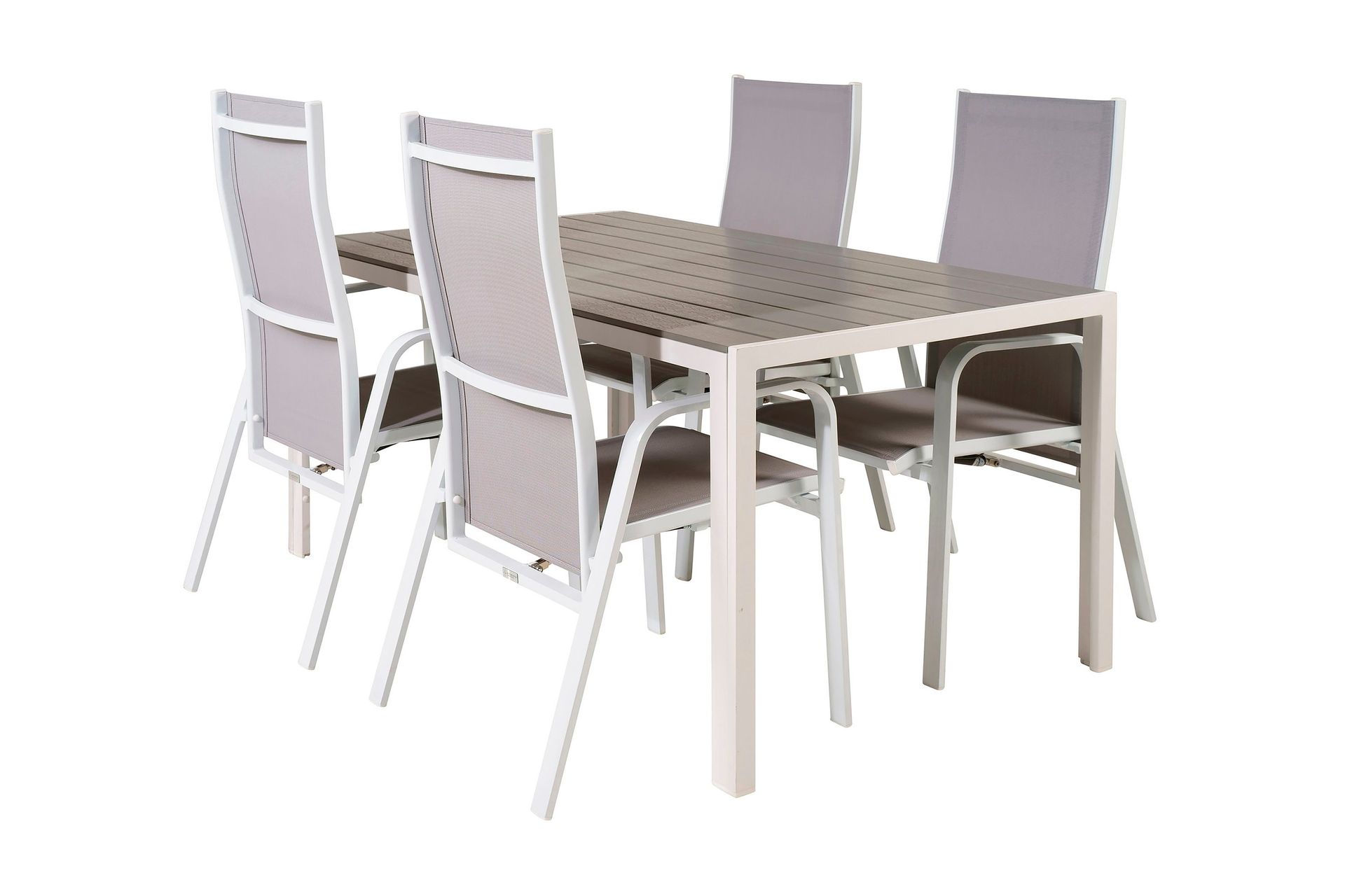 buitepos matgrupp inkl 4 dusternbrook karmstolar - polywood/vit