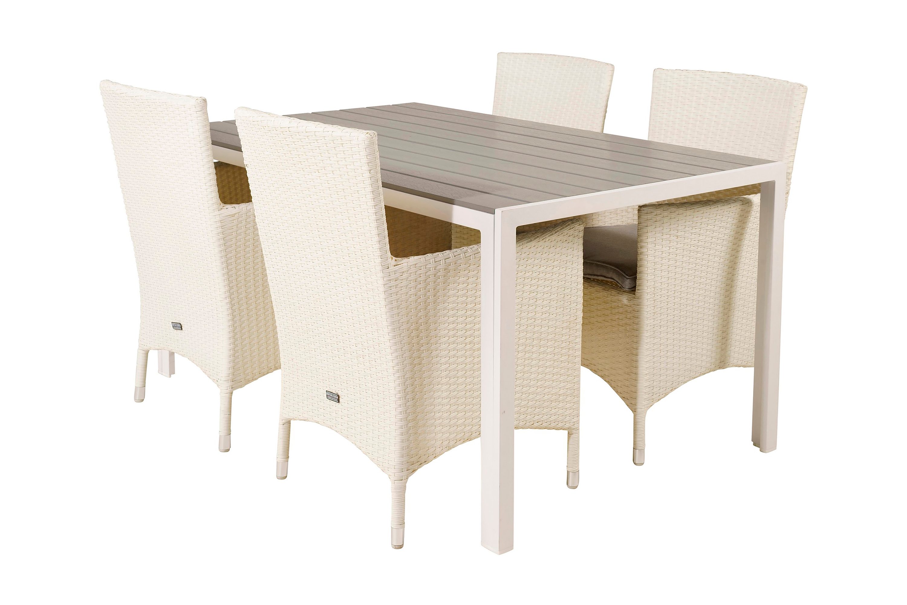 buitepos matgrupp inkl 4 kalkfeld karmstolar - polywood/vit