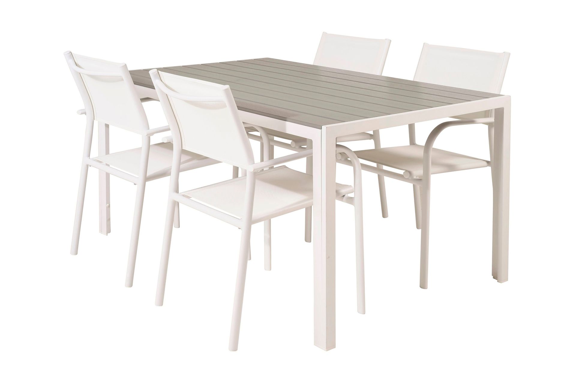 buitepos matgrupp inkl 4 langstrand karmstolar - polywood/vit