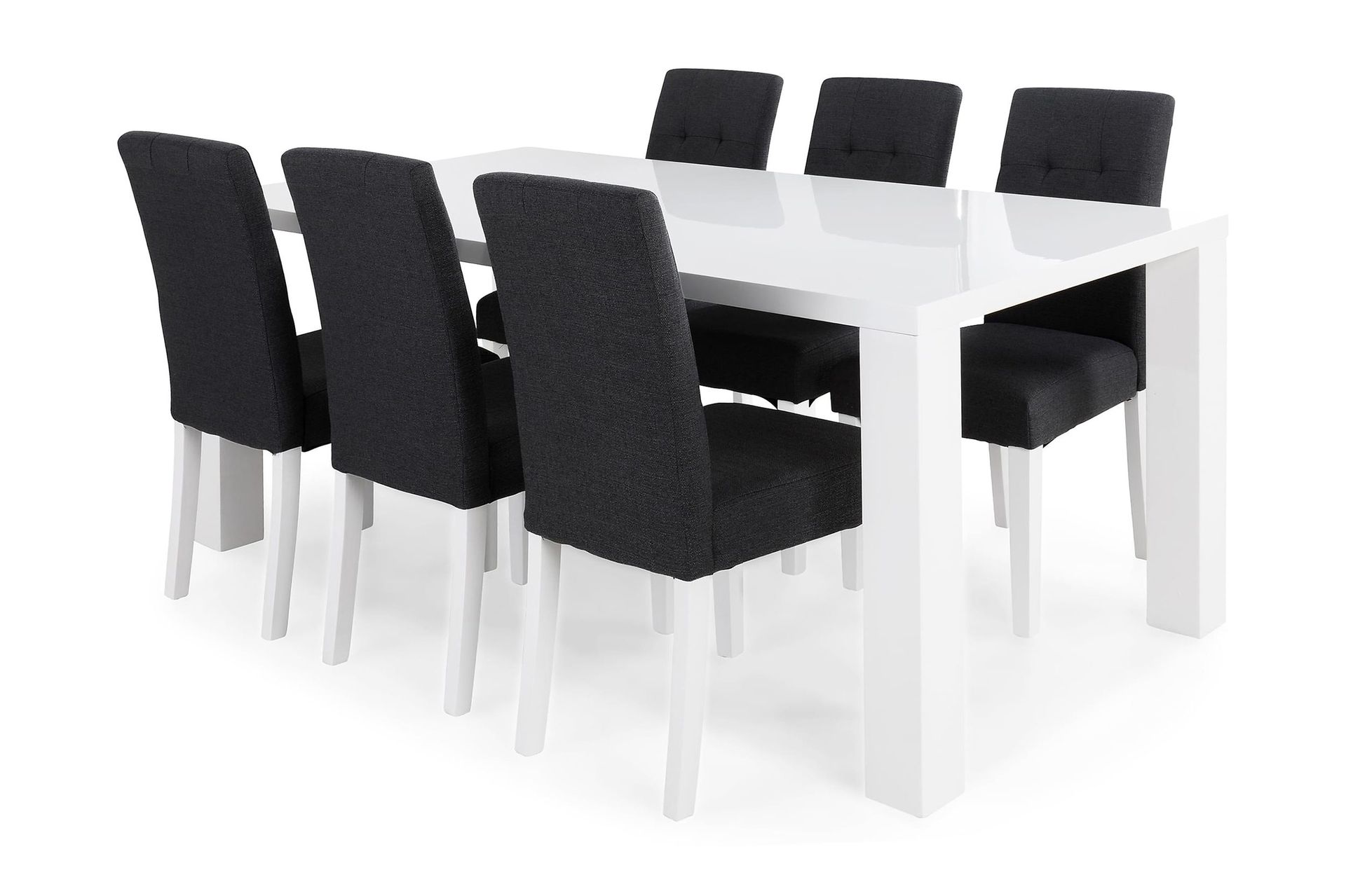 Cibus Matgrupp 180 cm med 6 Viktor Stol - Vit/M&ouml;rkgr&aring;