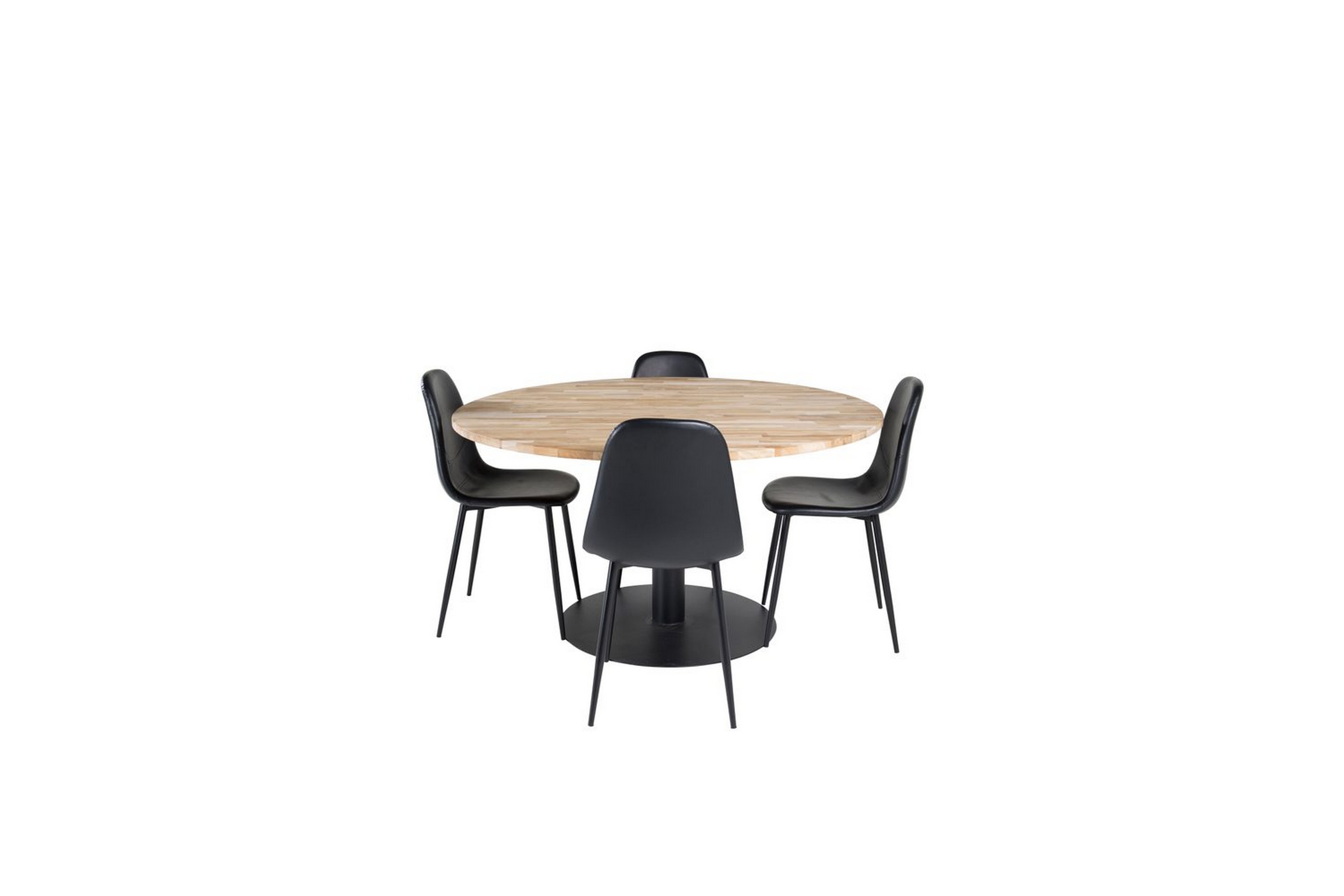 Matgrupp Cirebon Runt 140 cm Teak Svart med 4st Polar Stolar