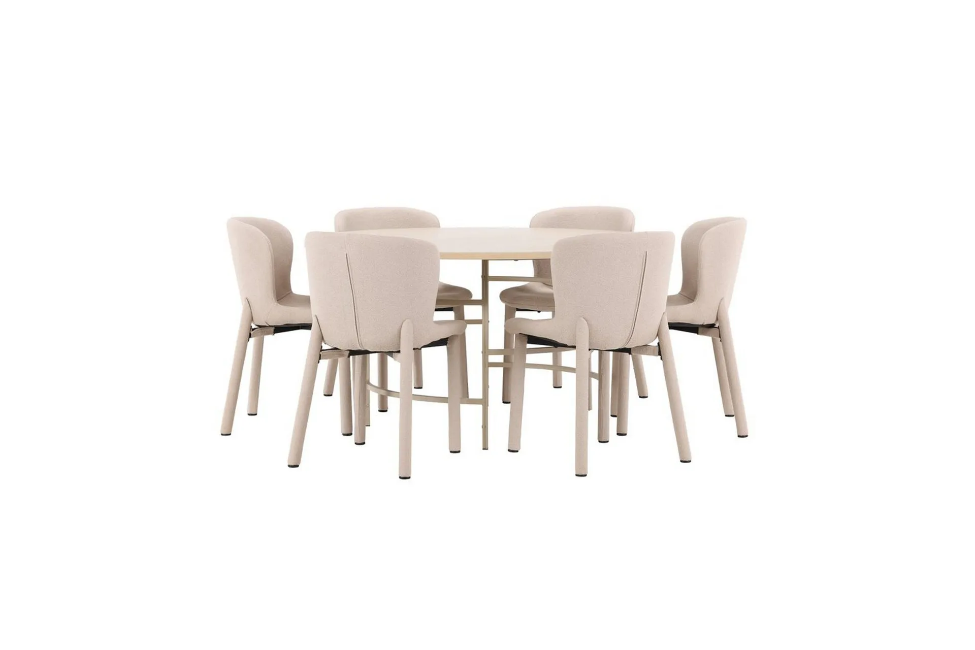 Matgrupp Copenhagen Runt 140 cm med 6st Astoria Stolar Vit / Beige, Beige - Vit / Beige, Beige