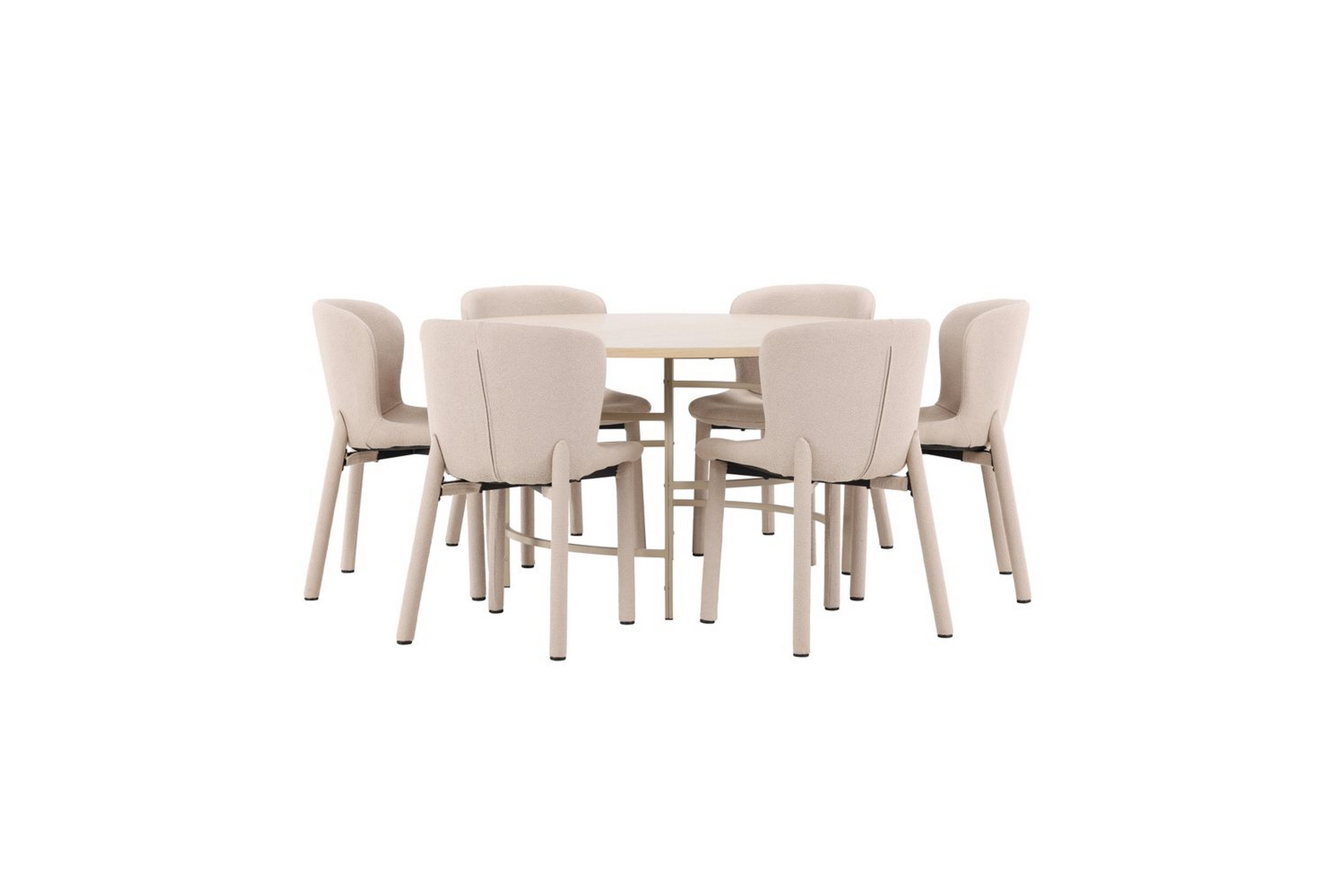 matgrupp copenhagen runt 140 cm med 6st astoria stolar vit / beige, beige - vit / beige, beige