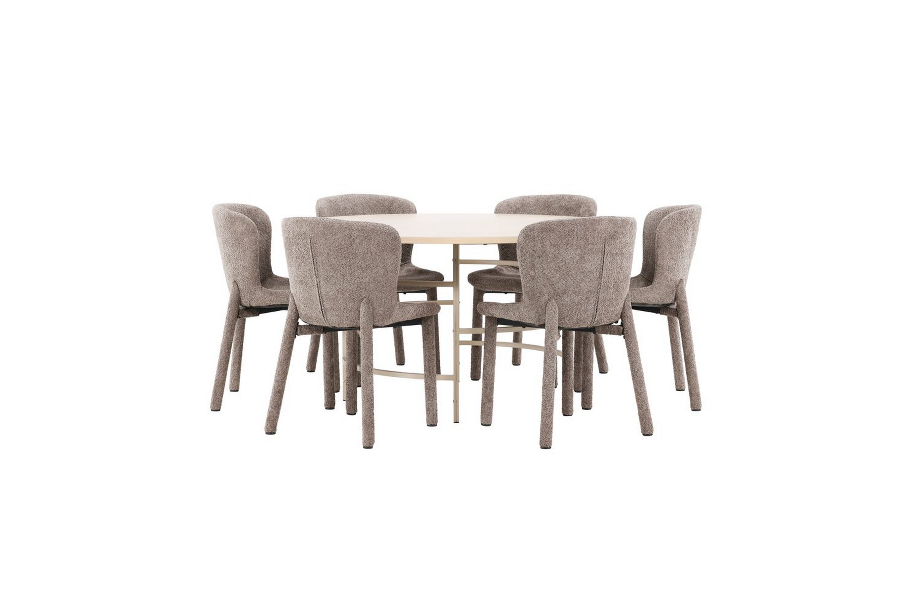 matgrupp copenhagen runt 140 cm med 6st astoria stolar vit / beige, brun - vit / beige, brun